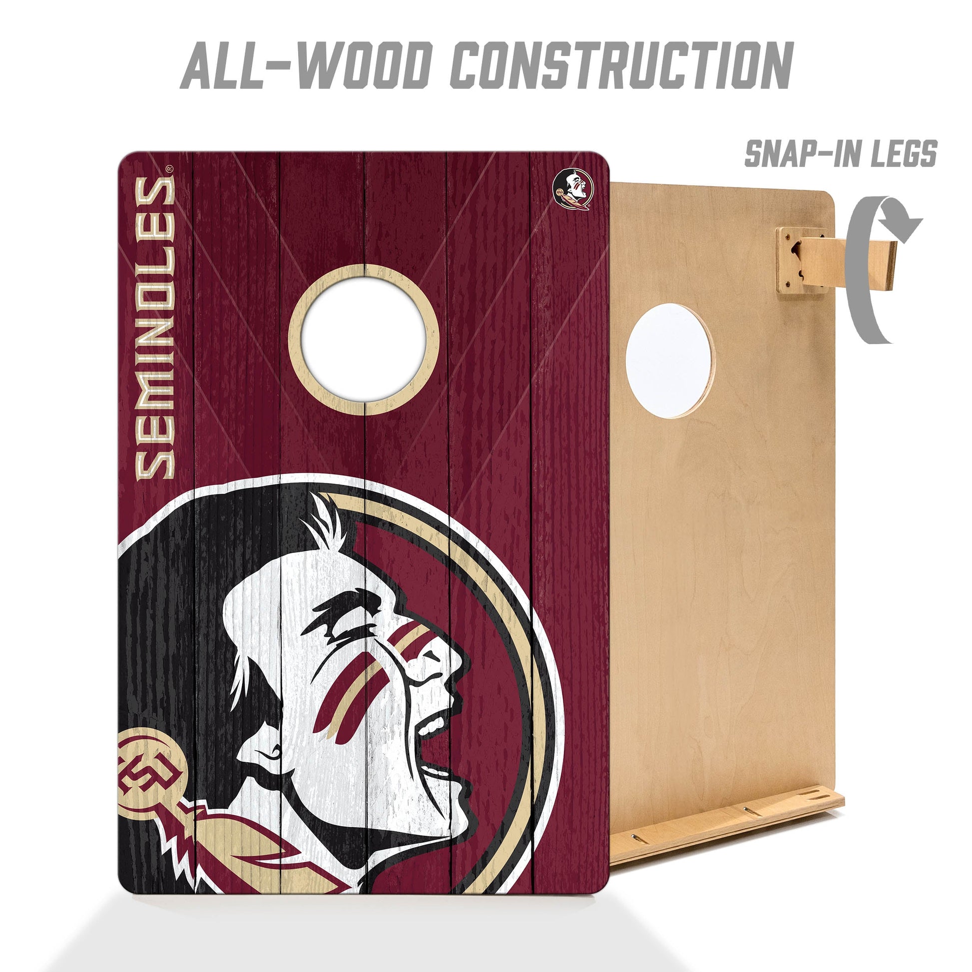 NCAA Florida State Seminoles 2' X 3' All-Wood Cornhole Set - Alt 2