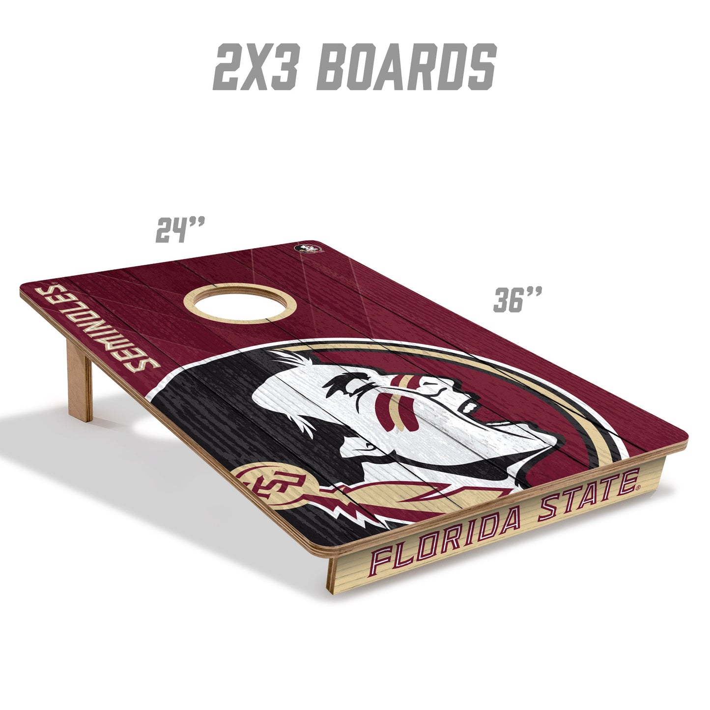 NCAA Florida State Seminoles 2' X 3' All-Wood Cornhole Set - Alt 4