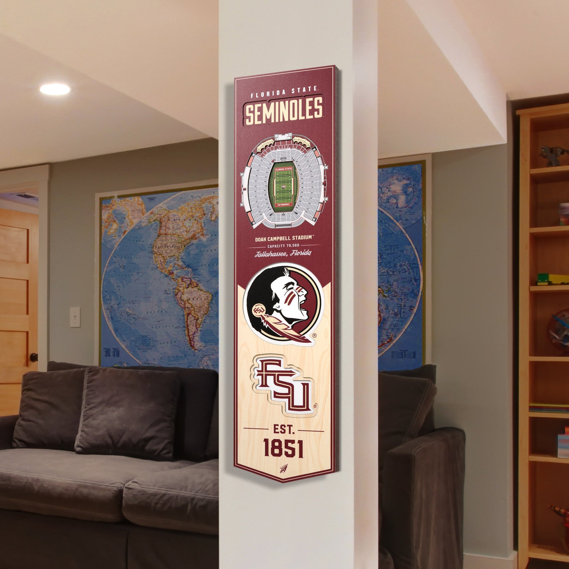 NCAA Florida State Seminoles 3D Stadium Banner 8' X 32'