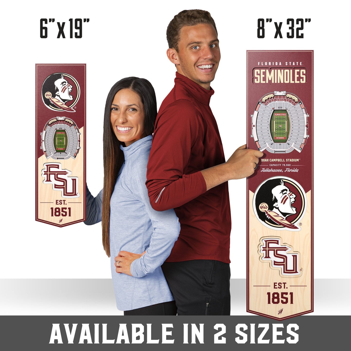 NCAA Florida State Seminoles 3D Stadium Banner 8' X 32'