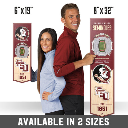 NCAA Florida State Seminoles 3D Stadium Banner 8' X 32'