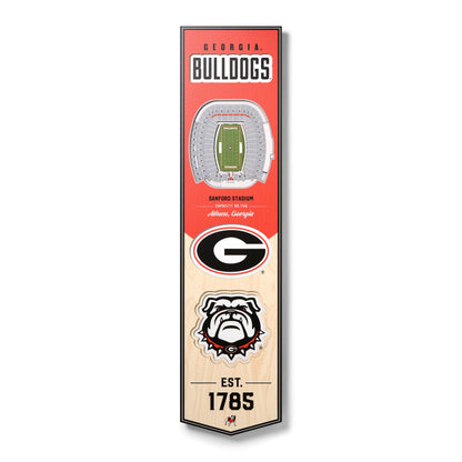 NCAA Georgia Bulldogs 3D Stadium Banner 8' X 32'