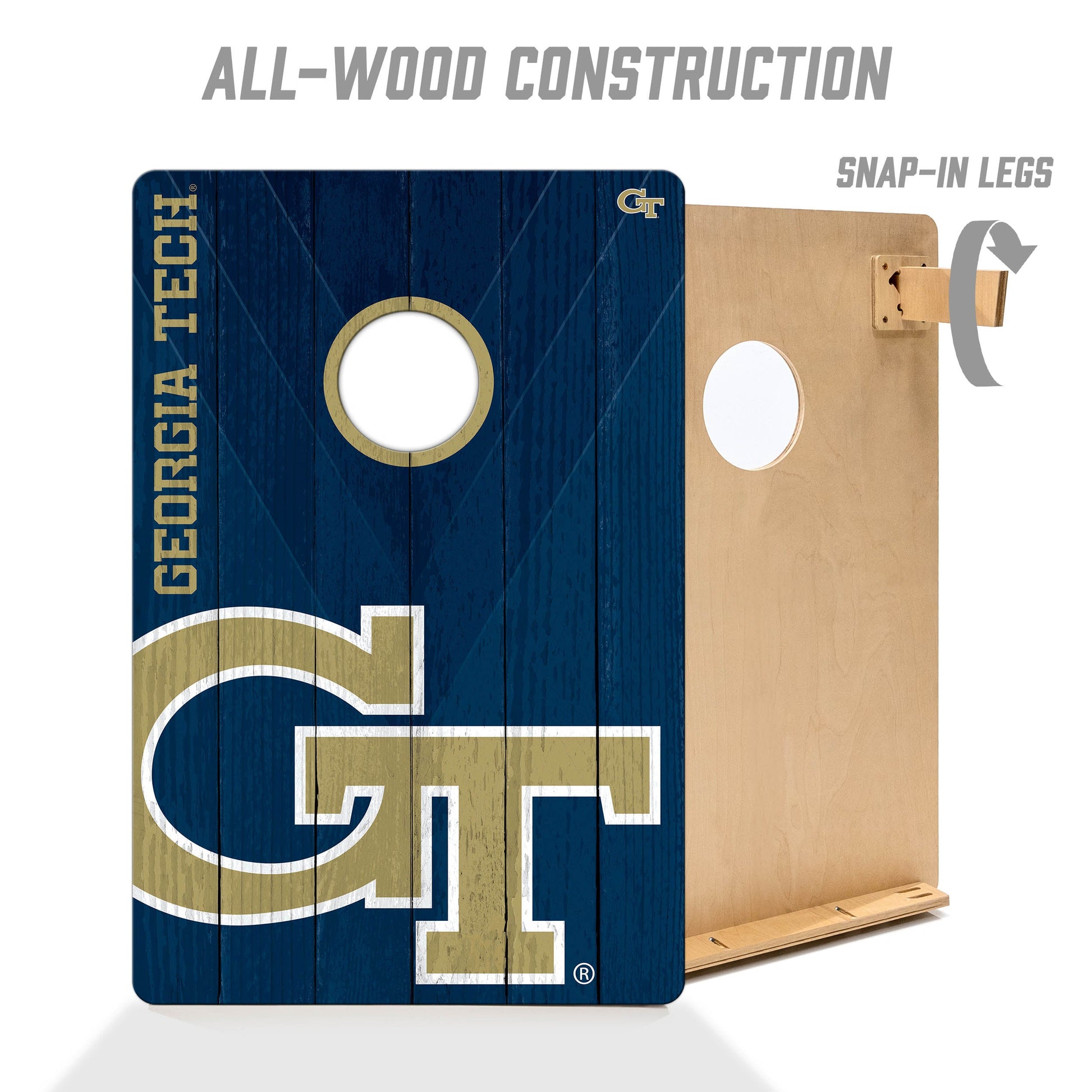 NCAA Georgia Tech Yellow Jackets 2' X 3' All-Wood Cornhole Set - Alt 2