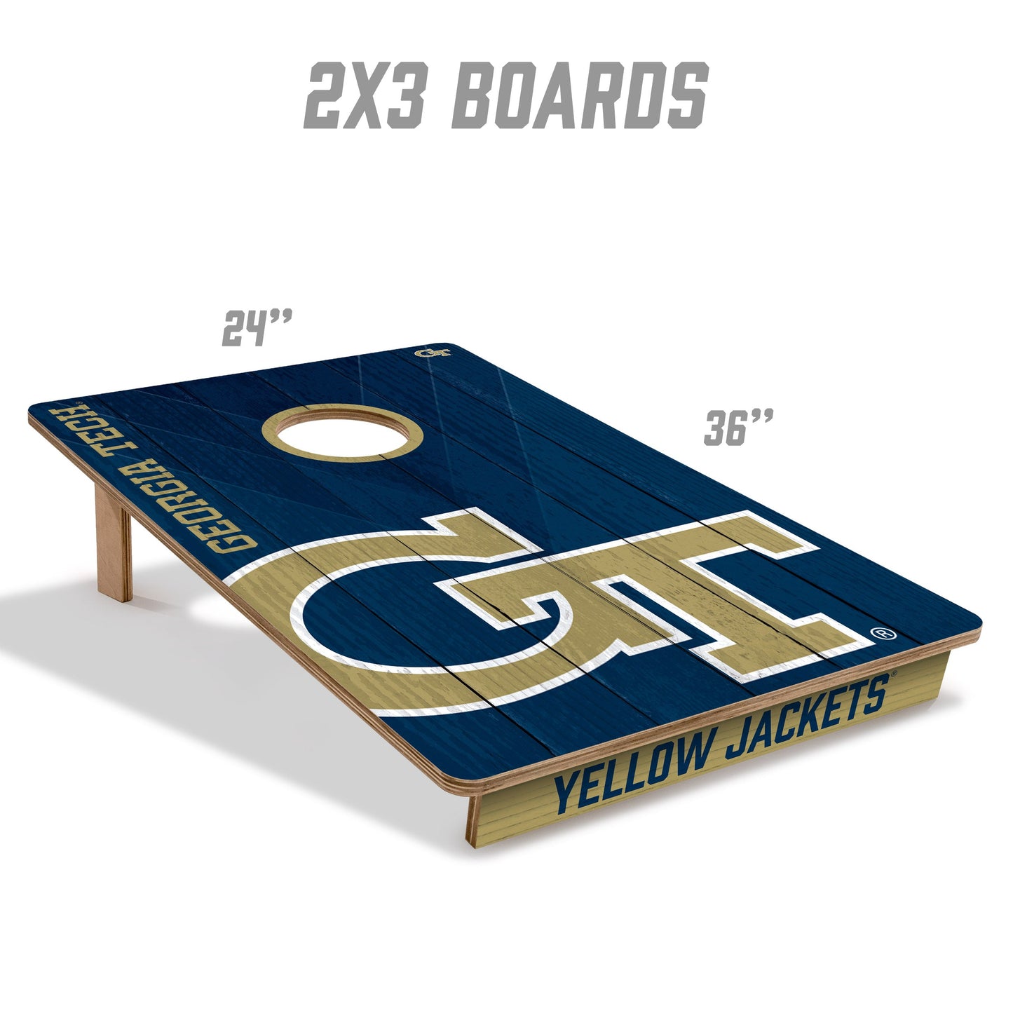 NCAA Georgia Tech Yellow Jackets 2' X 3' All-Wood Cornhole Set - Alt 4