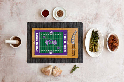 TCU Horned Frogs - Icon Glass Top Cutting Board & Knife Set