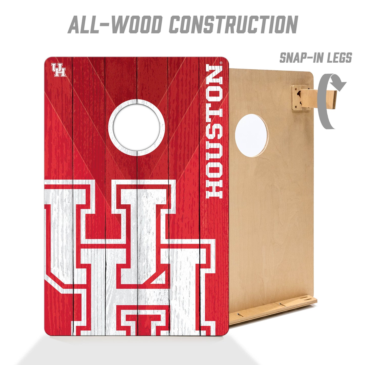 NCAA Houston Cougars 2' X 3' All-Wood Cornhole Set - Alt 2