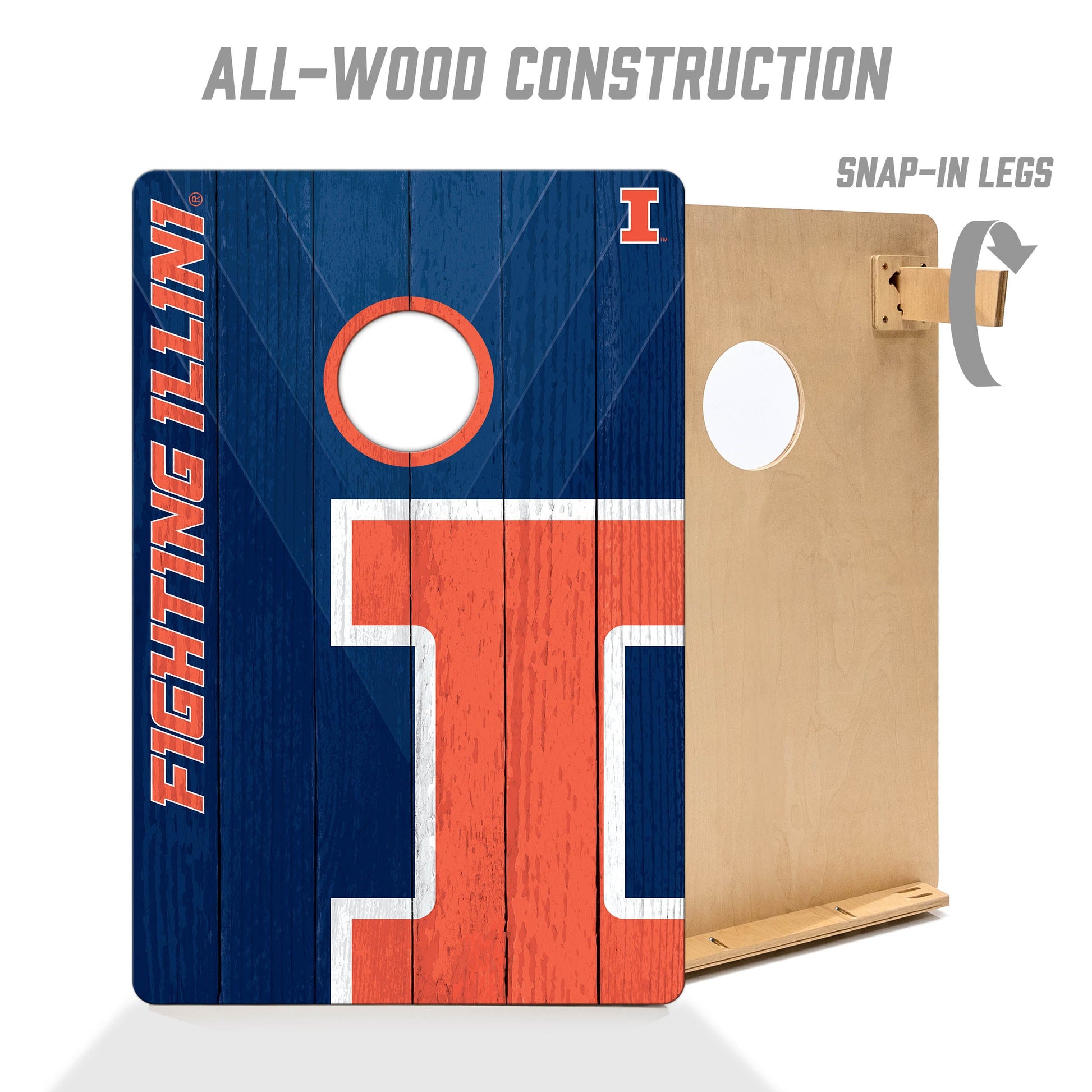 NCAA Illinois Fighting Illini 2' X 3' All-Wood Cornhole Set - Alt 2