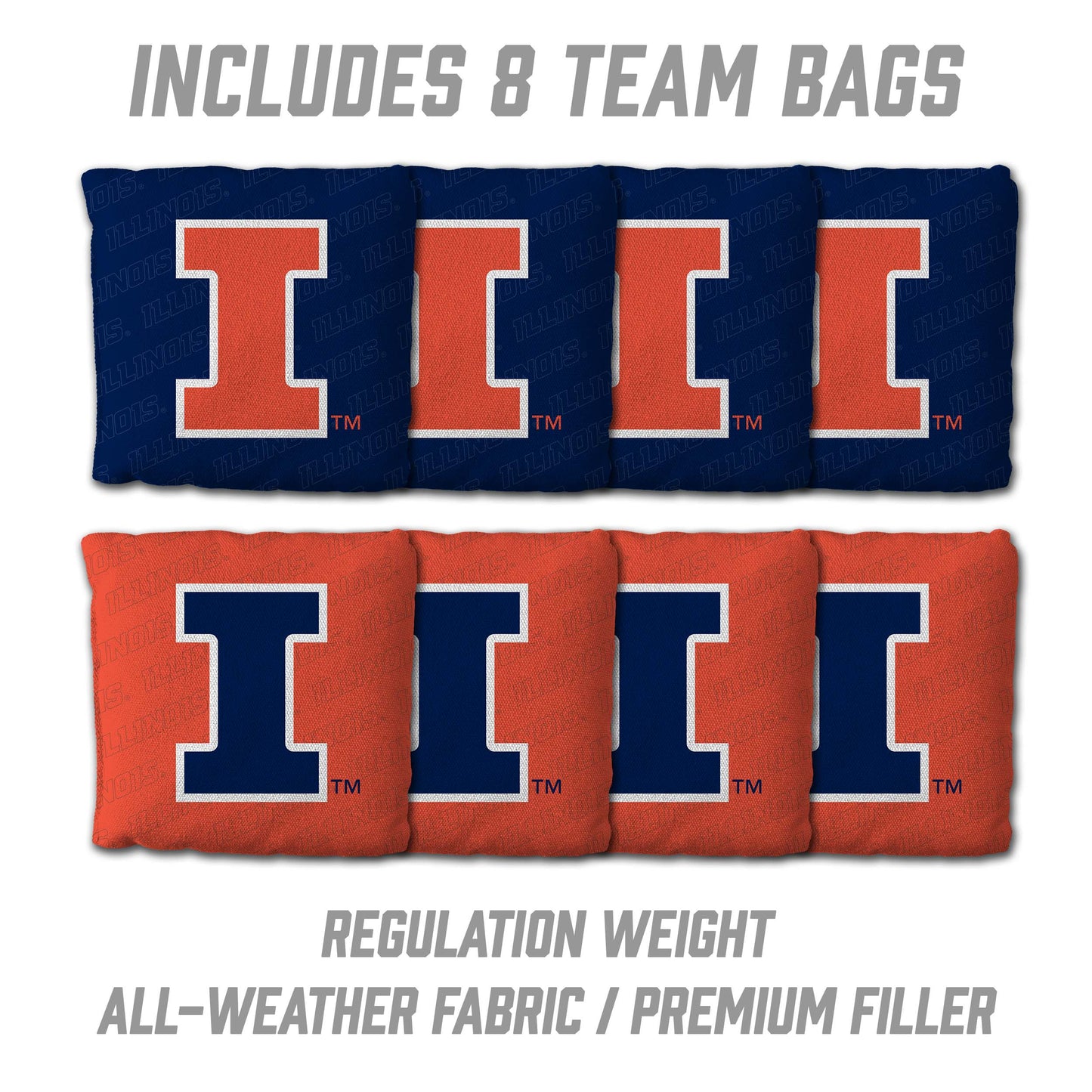 NCAA Illinois Fighting Illini 2' X 3' All-Wood Cornhole Set - Alt 3