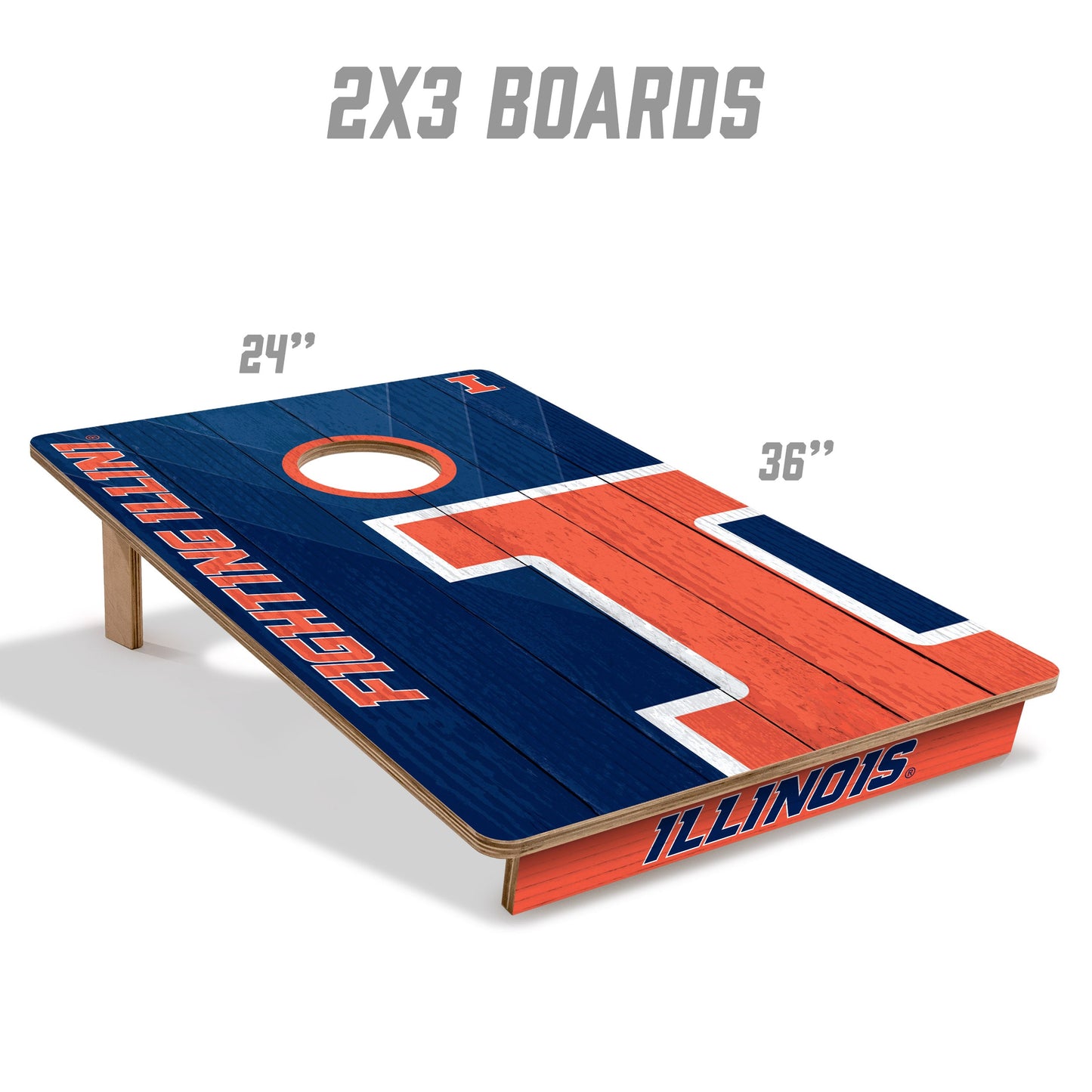NCAA Illinois Fighting Illini 2' X 3' All-Wood Cornhole Set - Alt 4