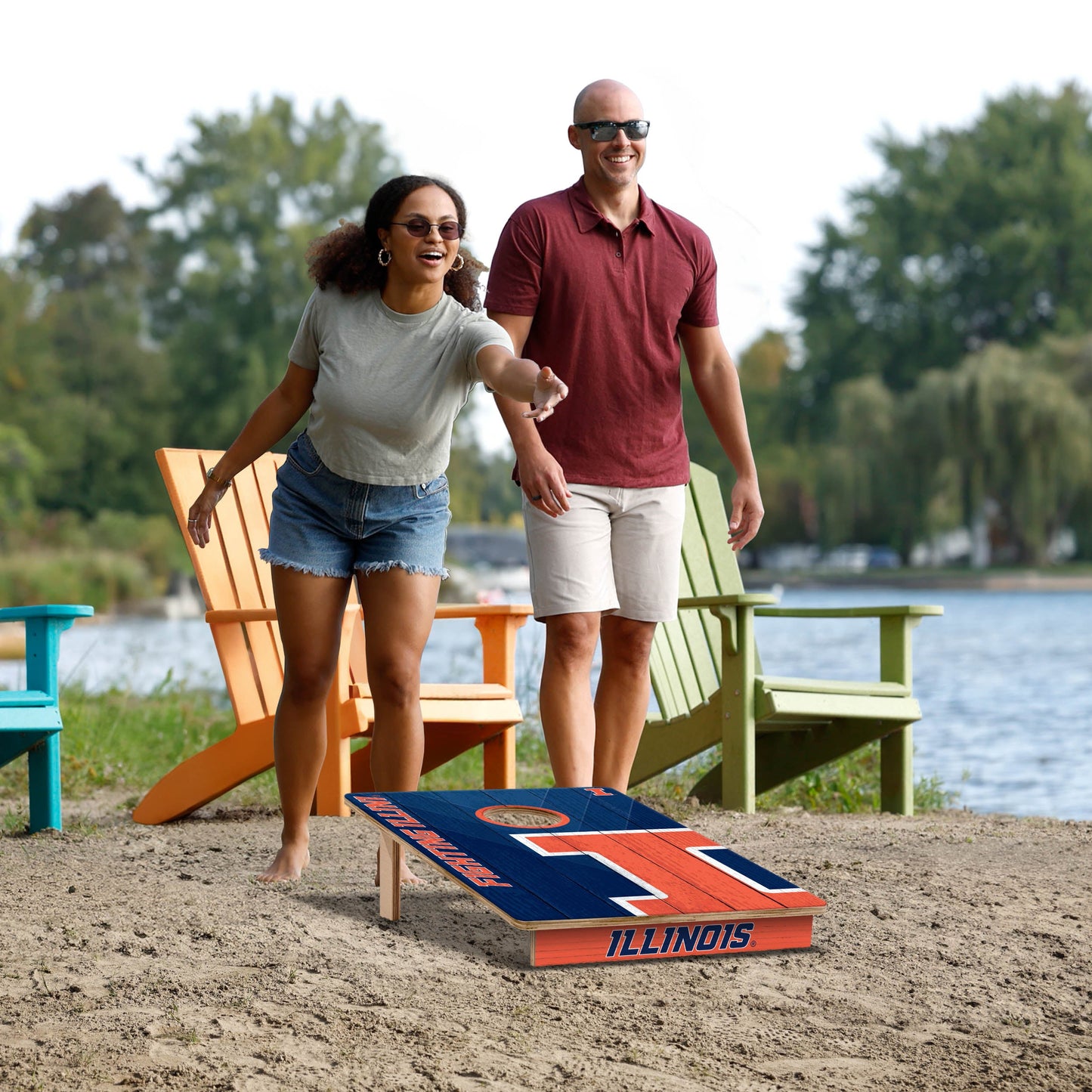 NCAA Illinois Fighting Illini 2' X 3' All-Wood Cornhole Set - Alt 5