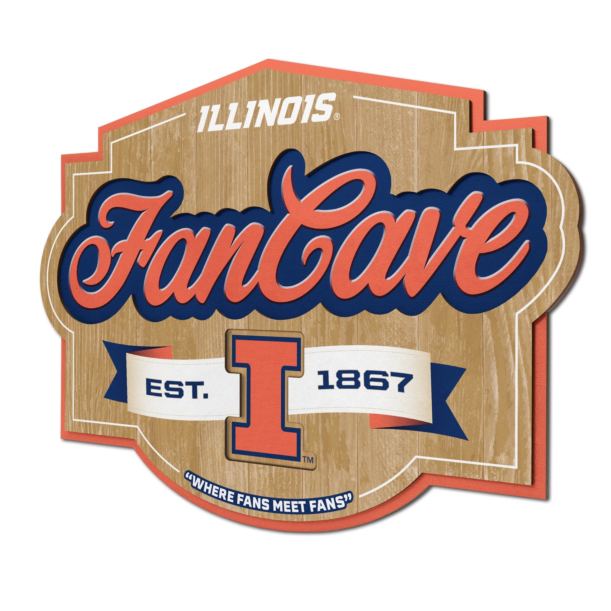 Illinois Fighting Illini Fan Cave Sign
