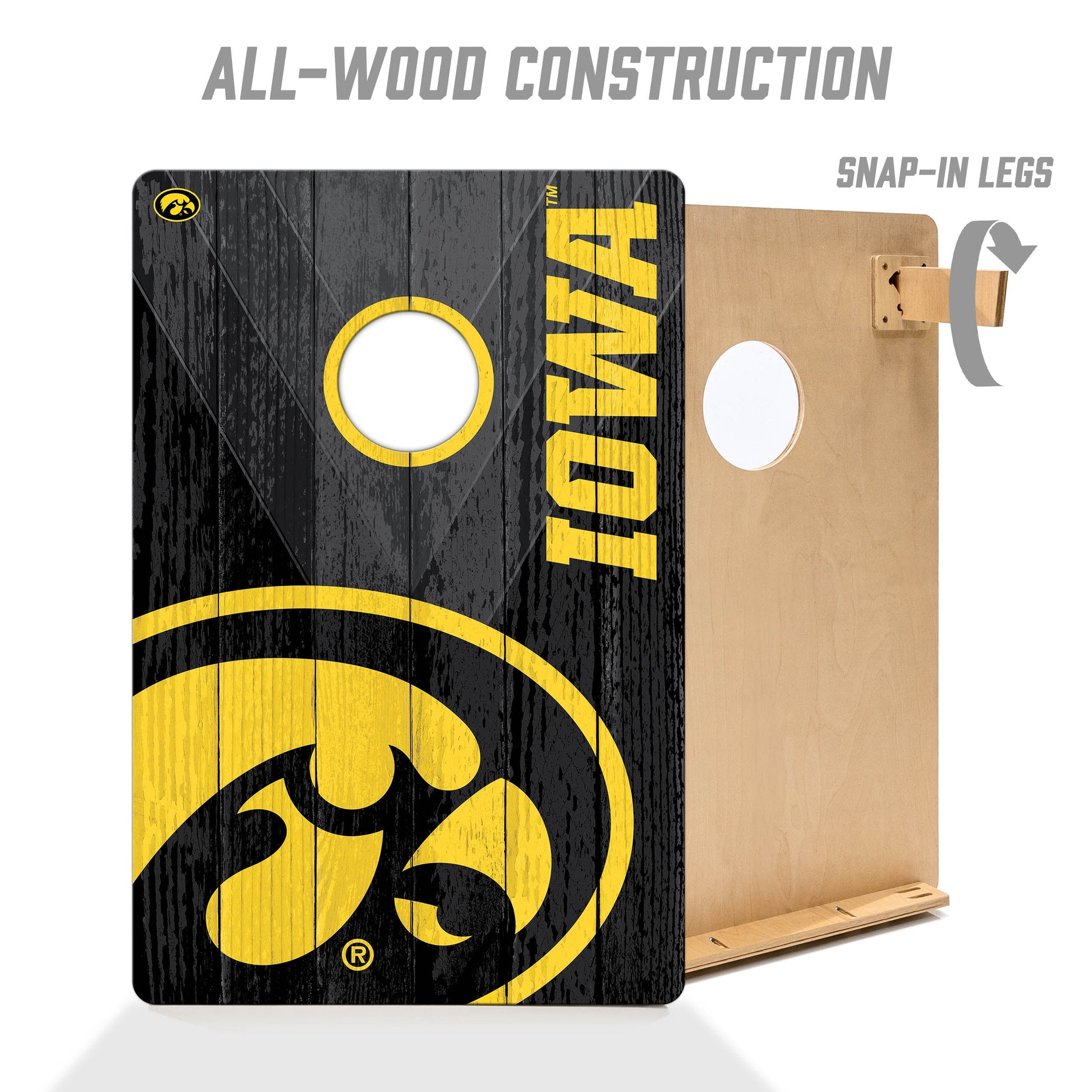NCAA Iowa Hawkeyes 2' X 3' All-Wood Cornhole Set - Alt 2