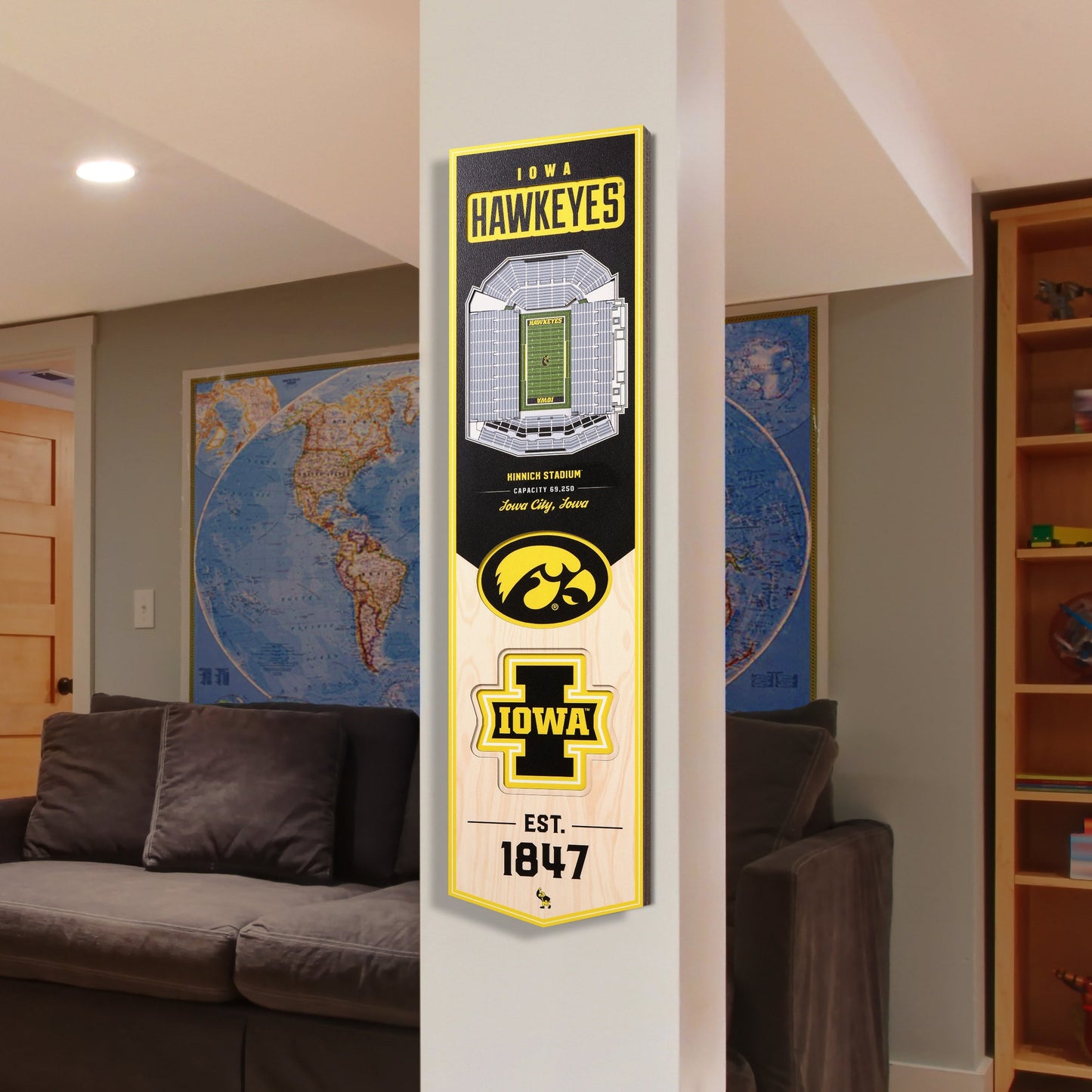 NCAA Iowa Hawkeyes 3D Stadium Banner 8' X 32'