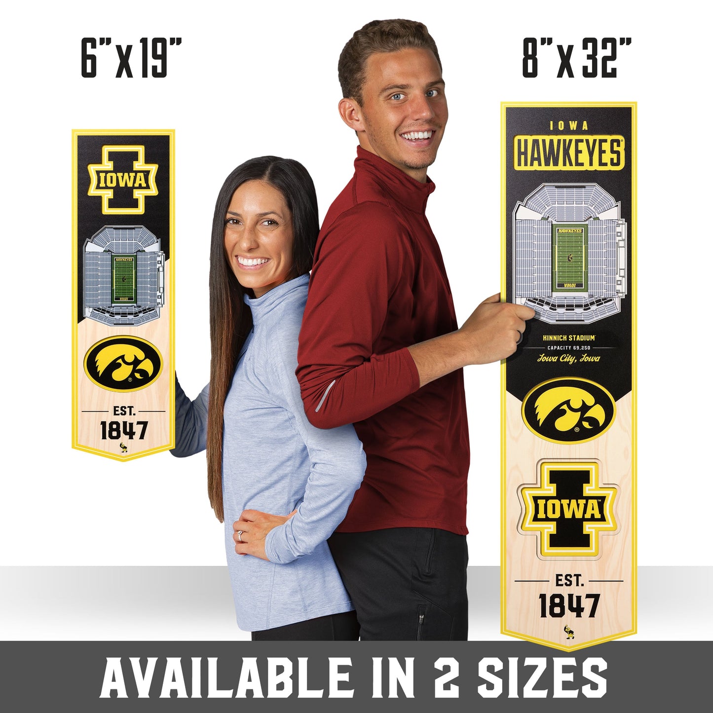NCAA Iowa Hawkeyes 3D Stadium Banner 8' X 32'