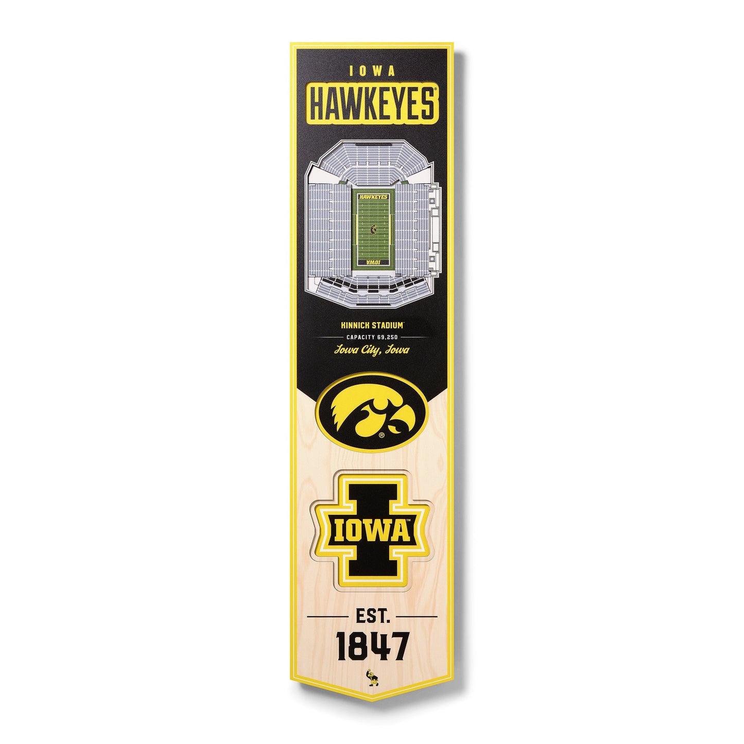 NCAA Iowa Hawkeyes 3D Stadium Banner 8' X 32'