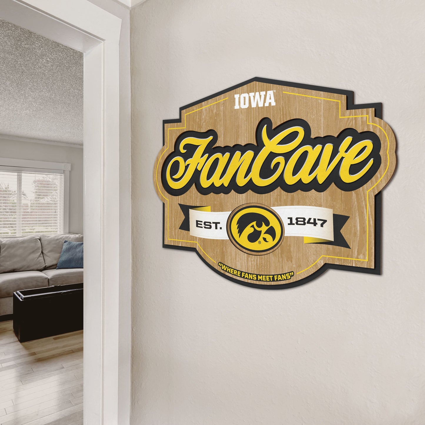 Iowa Hawkeyes Fan Cave Sign Alt 2
