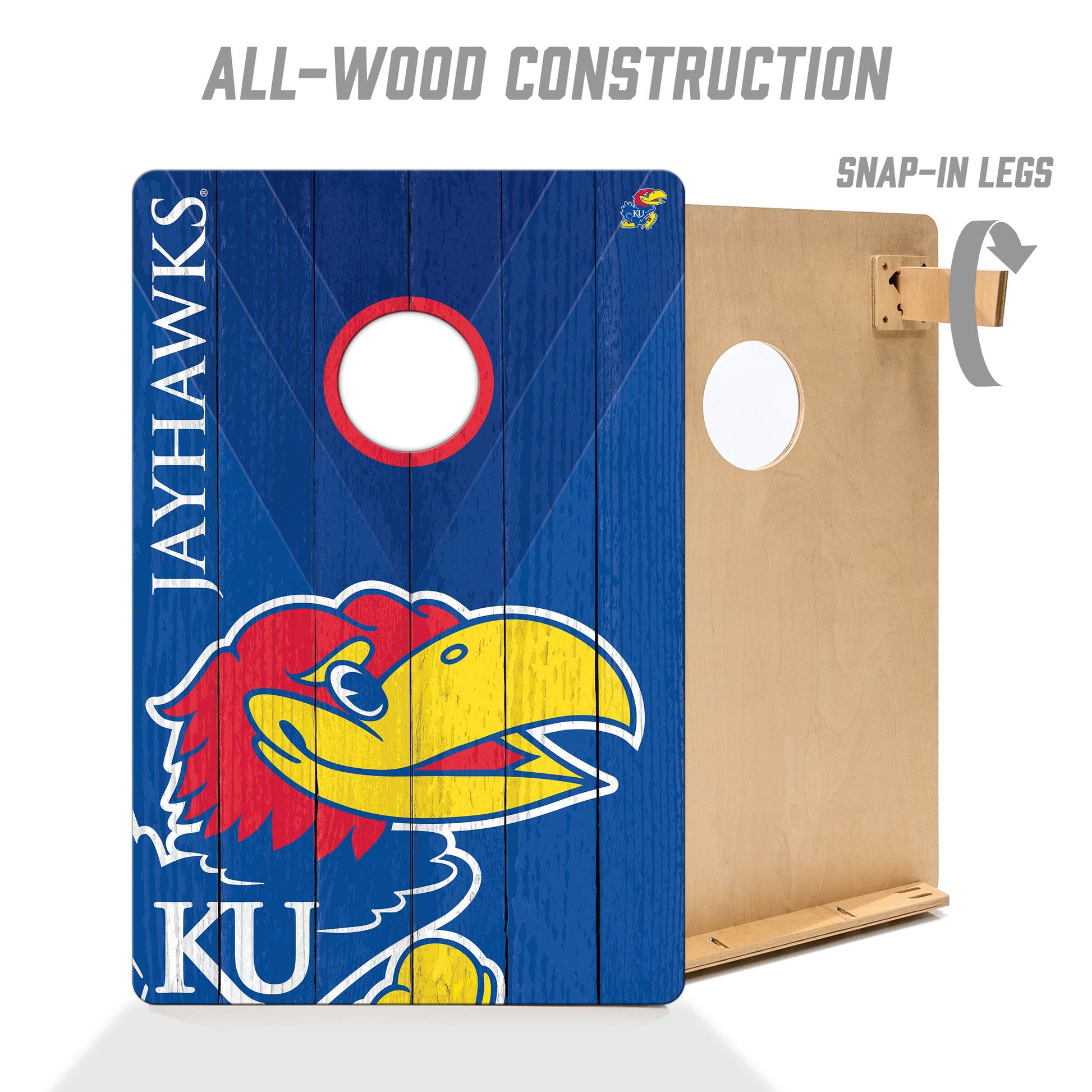 NCAA Kansas Jayhawks 2' X 3' All-Wood Cornhole Set - Alt 2