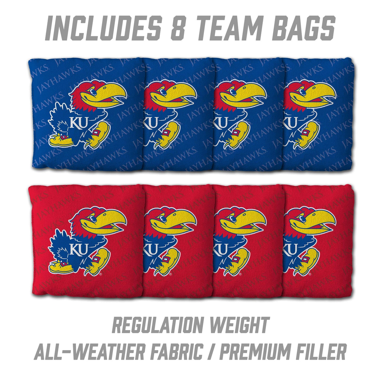 NCAA Kansas Jayhawks 2' X 3' All-Wood Cornhole Set - Alt 3