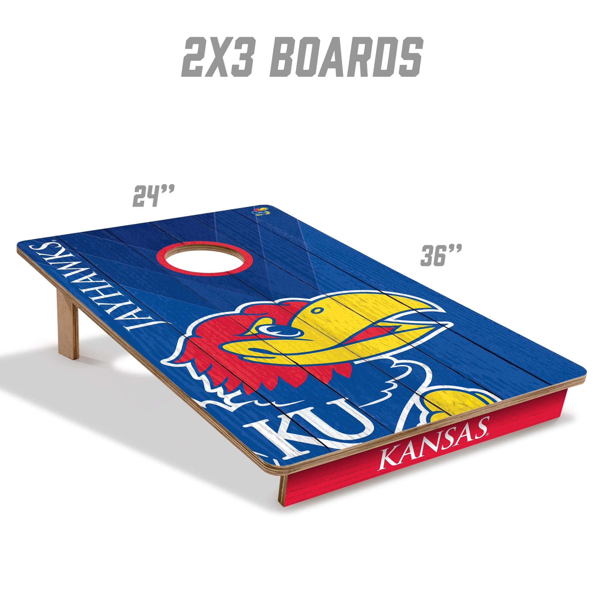 NCAA Kansas Jayhawks 2' X 3' All-Wood Cornhole Set - Alt 4