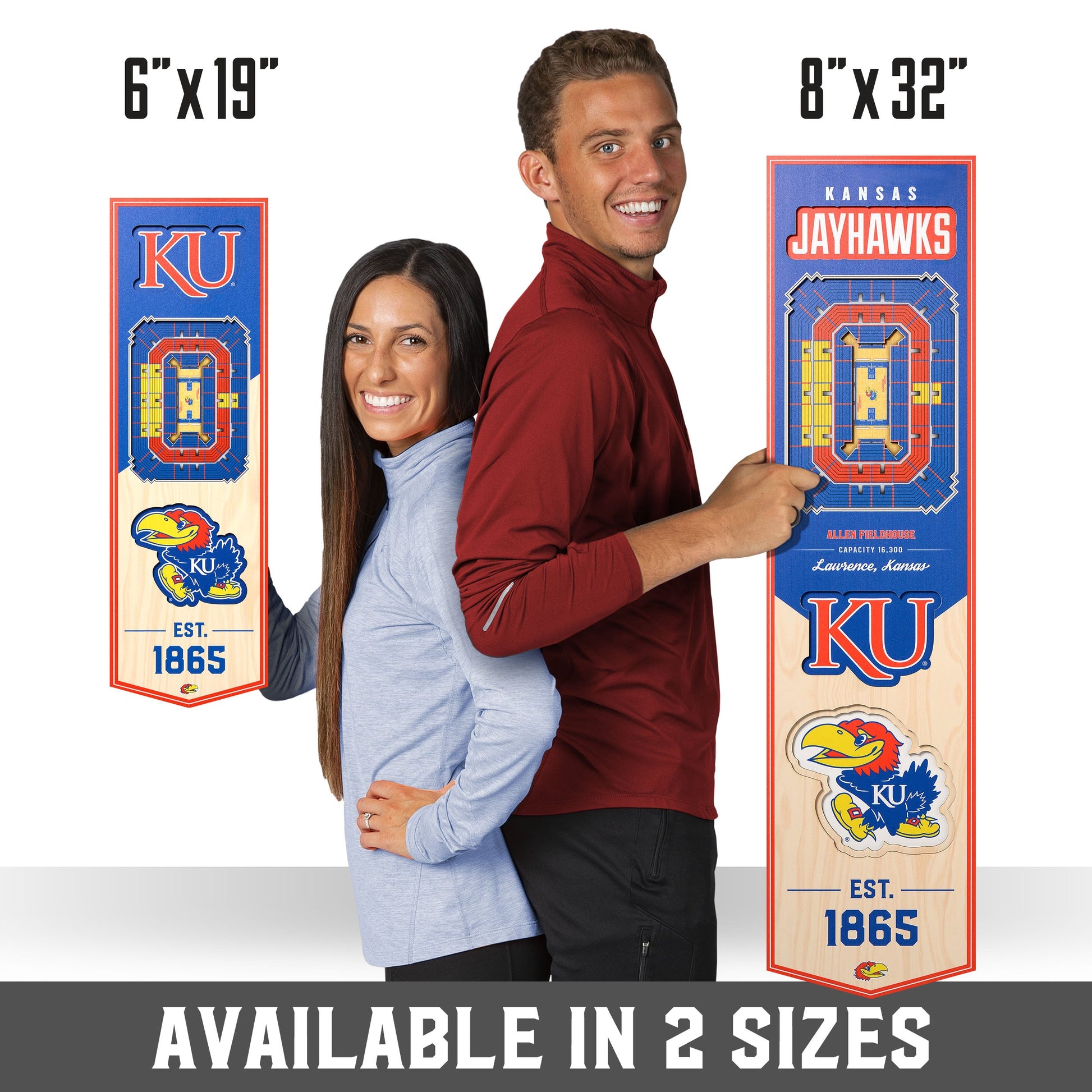 NCAA Kansas Jayhawks 3D Stadium Banner 8' X 32'