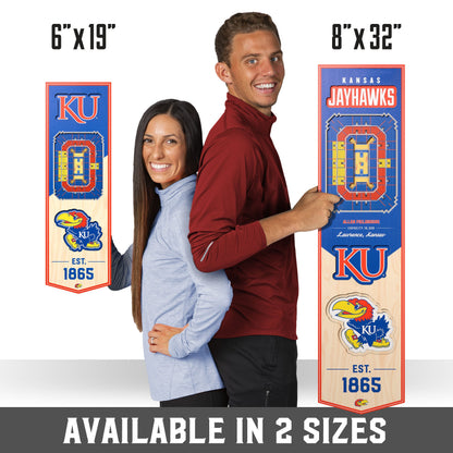NCAA Kansas Jayhawks 3D Stadium Banner 8' X 32'