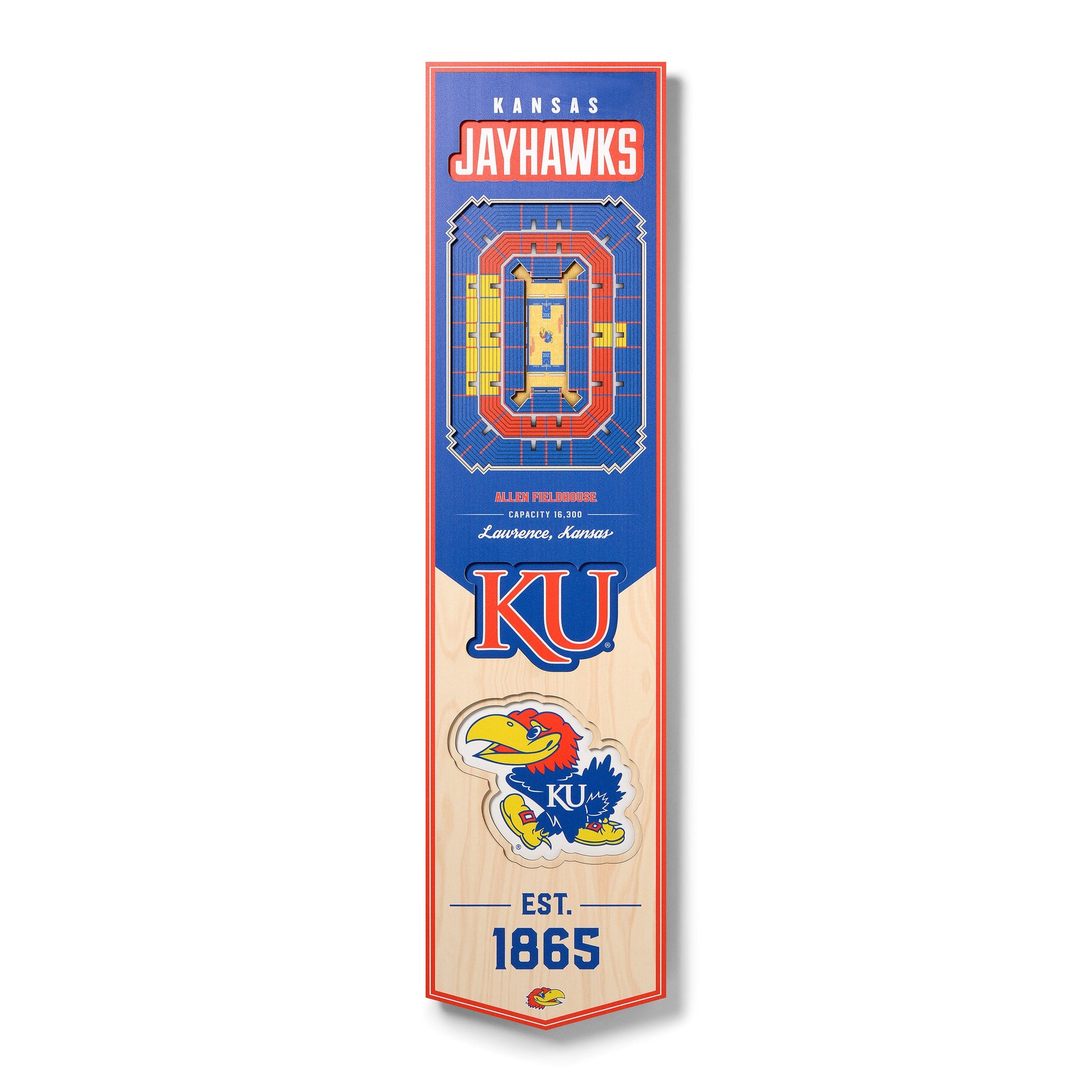 NCAA Kansas Jayhawks 3D Stadium Banner 8' X 32'