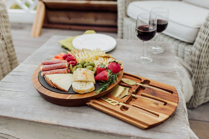 Rhode Island Rams - Insignia Acacia and Slate Serving Board with Cheese Tools