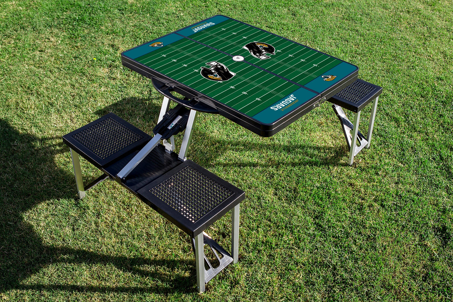 Jacksonville Jaguars Football Field - Picnic Table Portable Folding Table with Seats