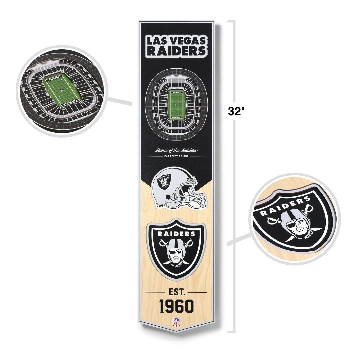 NFL Las Vegas Raiders 3D Stadium Banner 8' X 32'