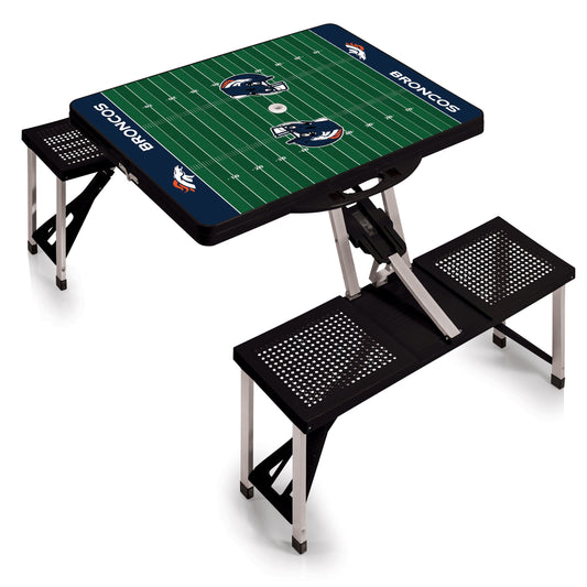 Denver Broncos Football Field - Picnic Table Portable Folding Table with Seats