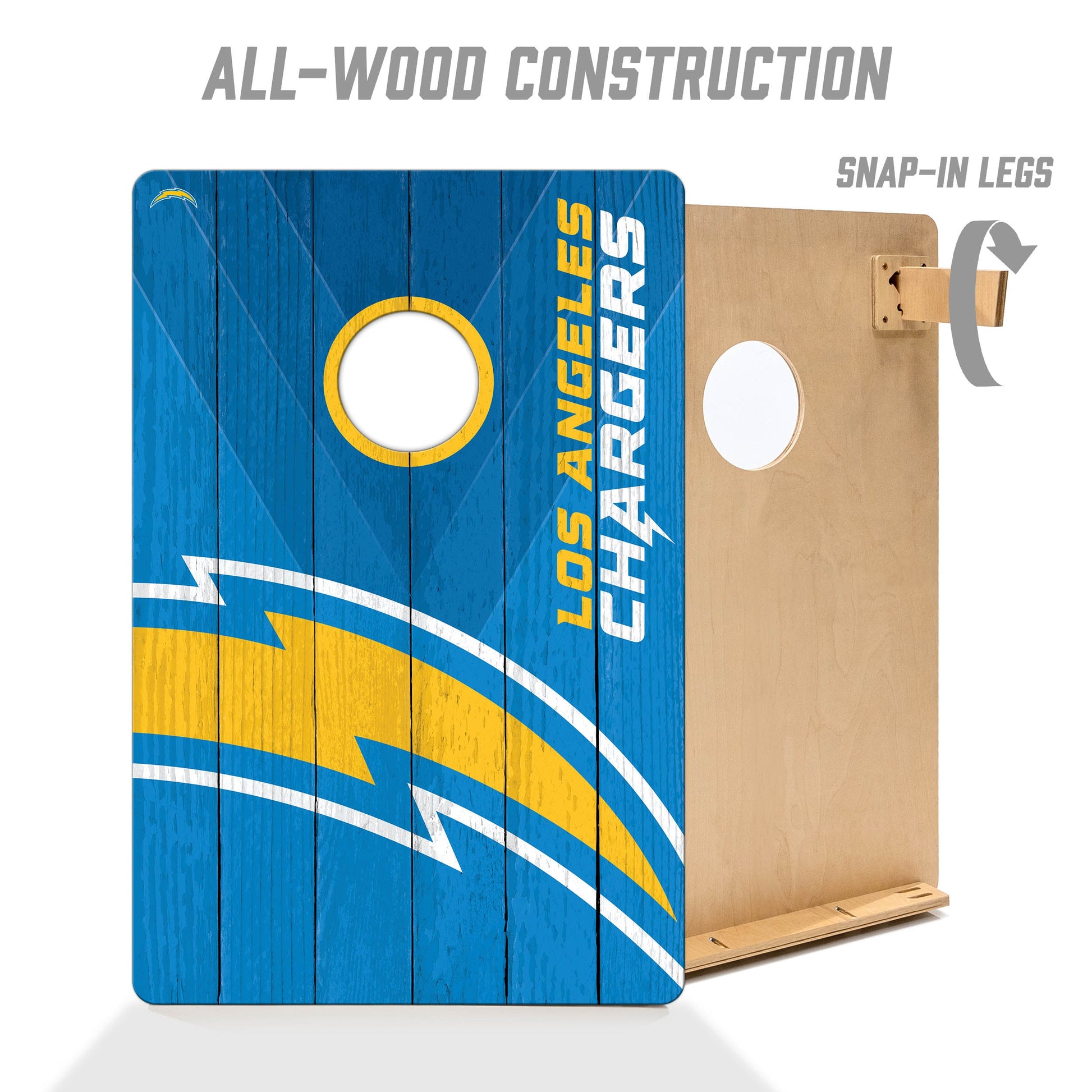 NFL Los Angeles Chargers 2' X 3' All-Wood Cornhole Set - Alt 2