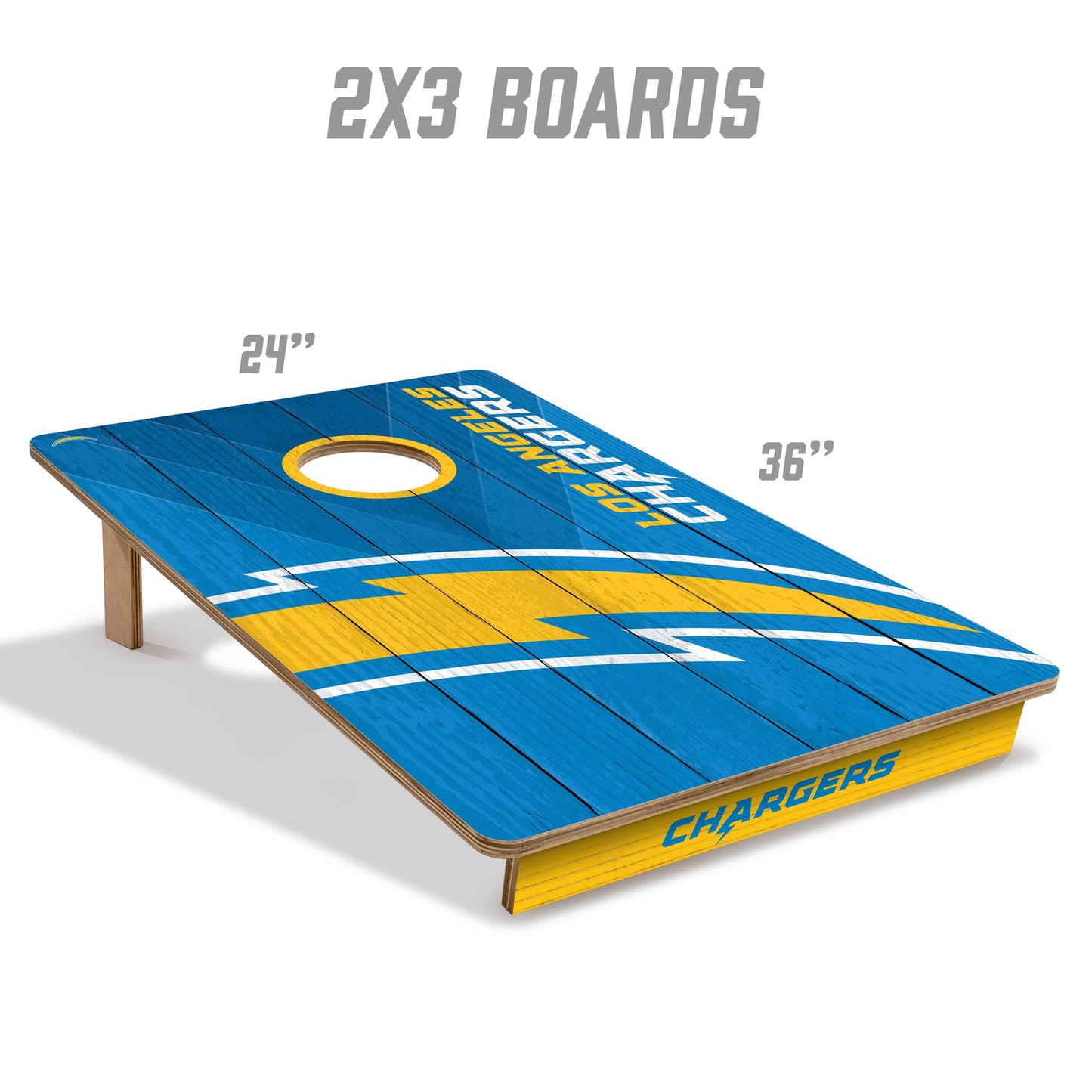 NFL Los Angeles Chargers 2' X 3' All-Wood Cornhole Set - Alt 4