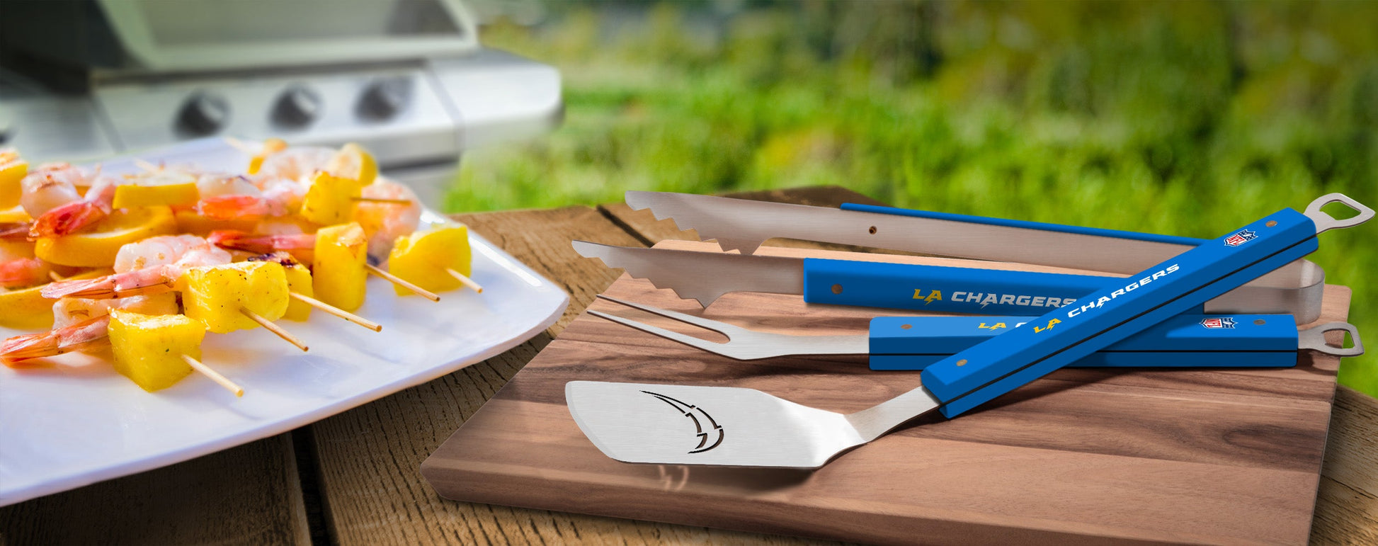 NFL Los Angeles Chargers Spirit Series 3-Piece BBQ Set - Alt View 1