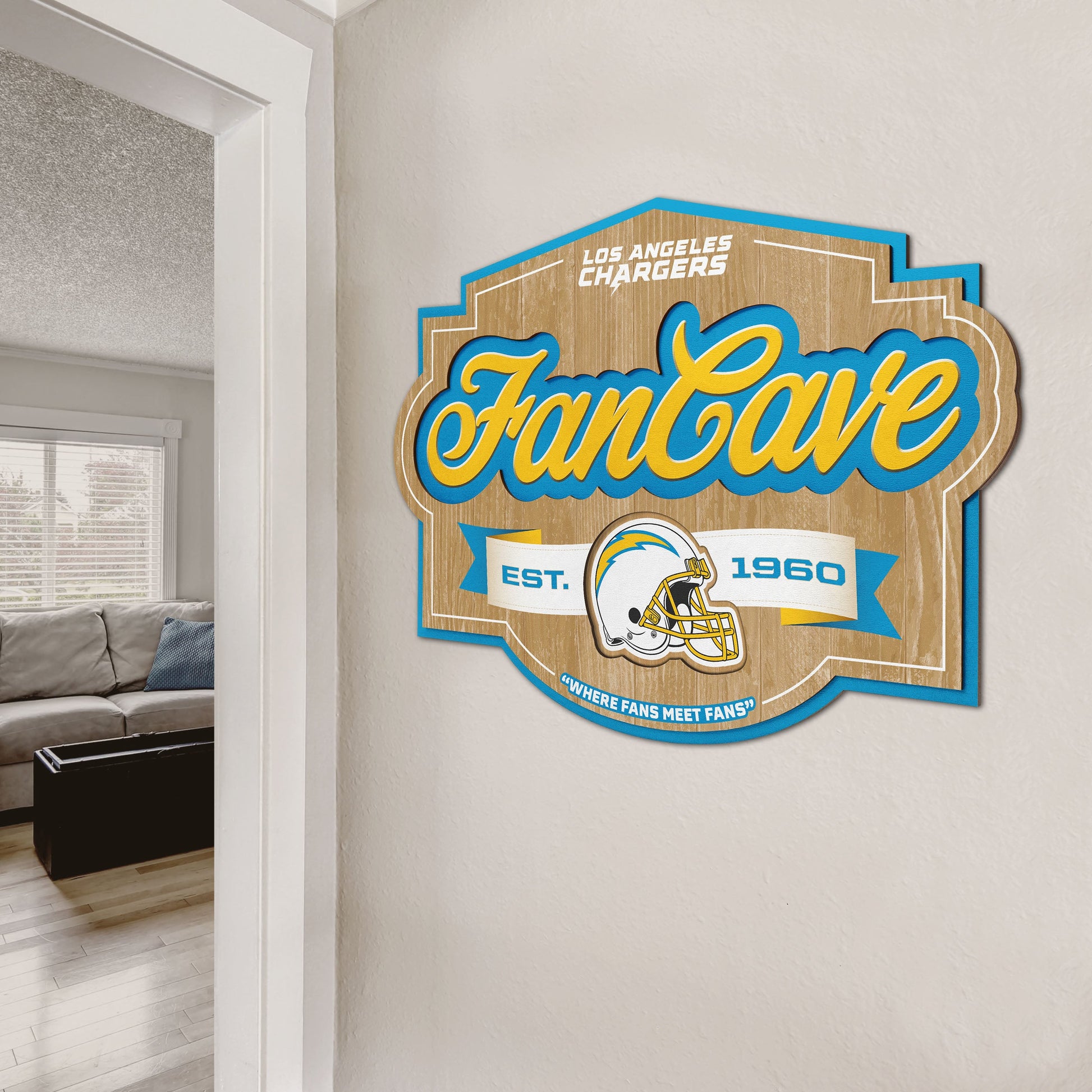 Los Angeles Chargers Fan Cave Wall Art Alt 2