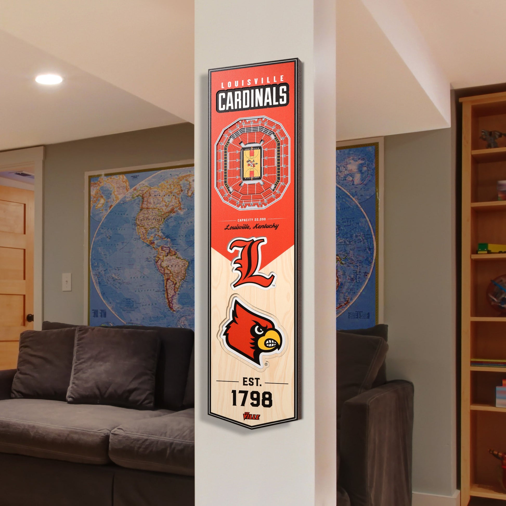 NCAA Louisville Cardinals 3D Stadium Banner 8' X 32'