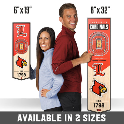 NCAA Louisville Cardinals 3D Stadium Banner 8' X 32'