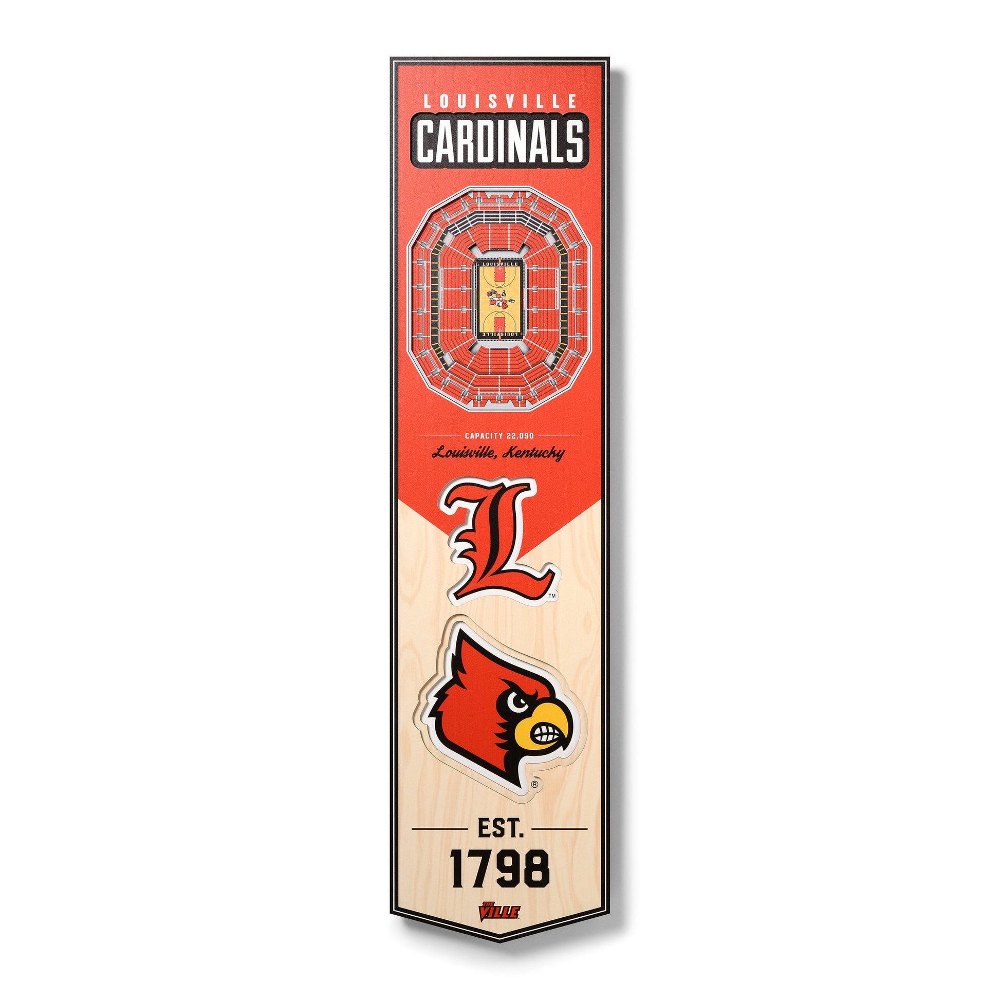 NCAA Louisville Cardinals 3D Stadium Banner 8' X 32'