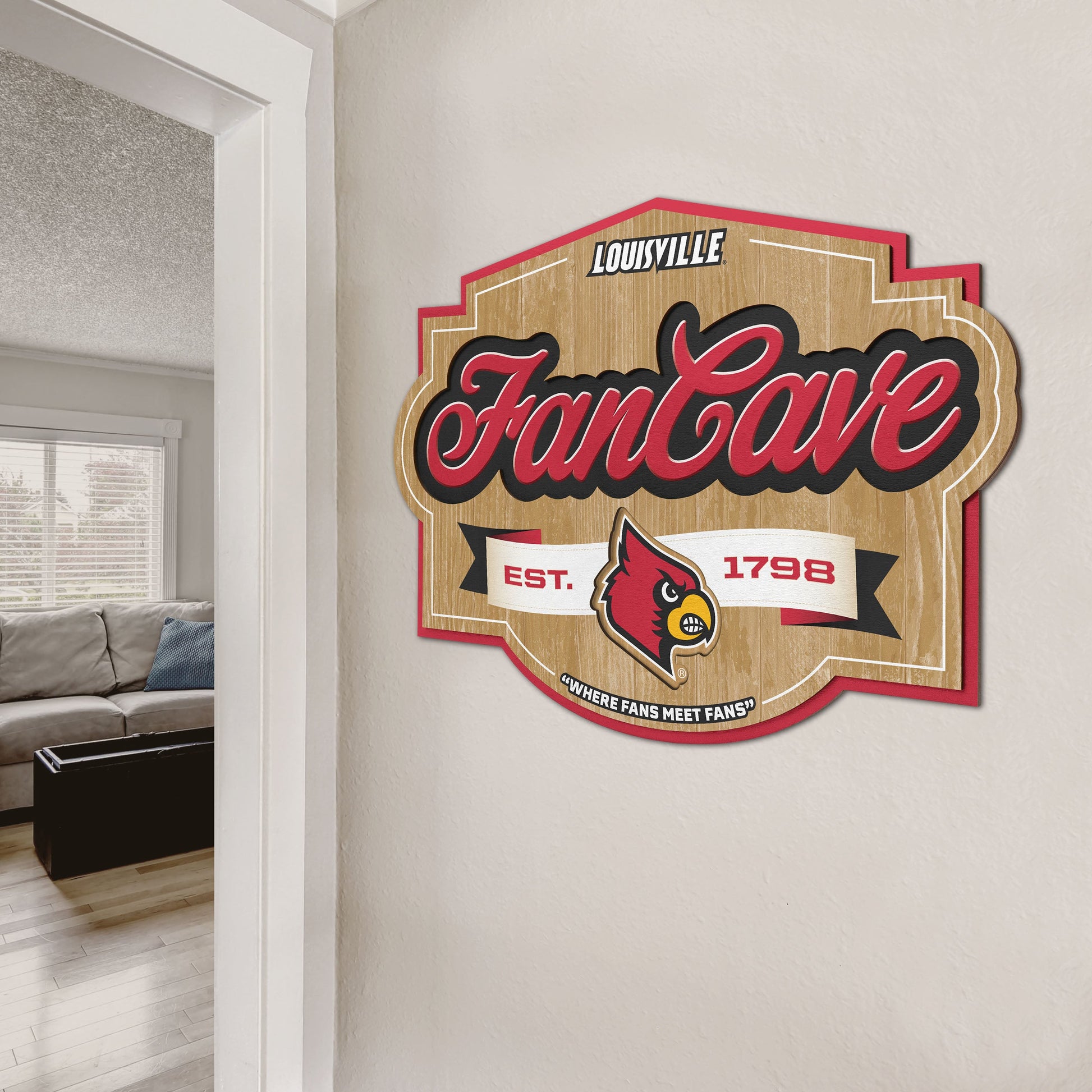 Louisville Cardinals Fan Cave Sign Alt 2
