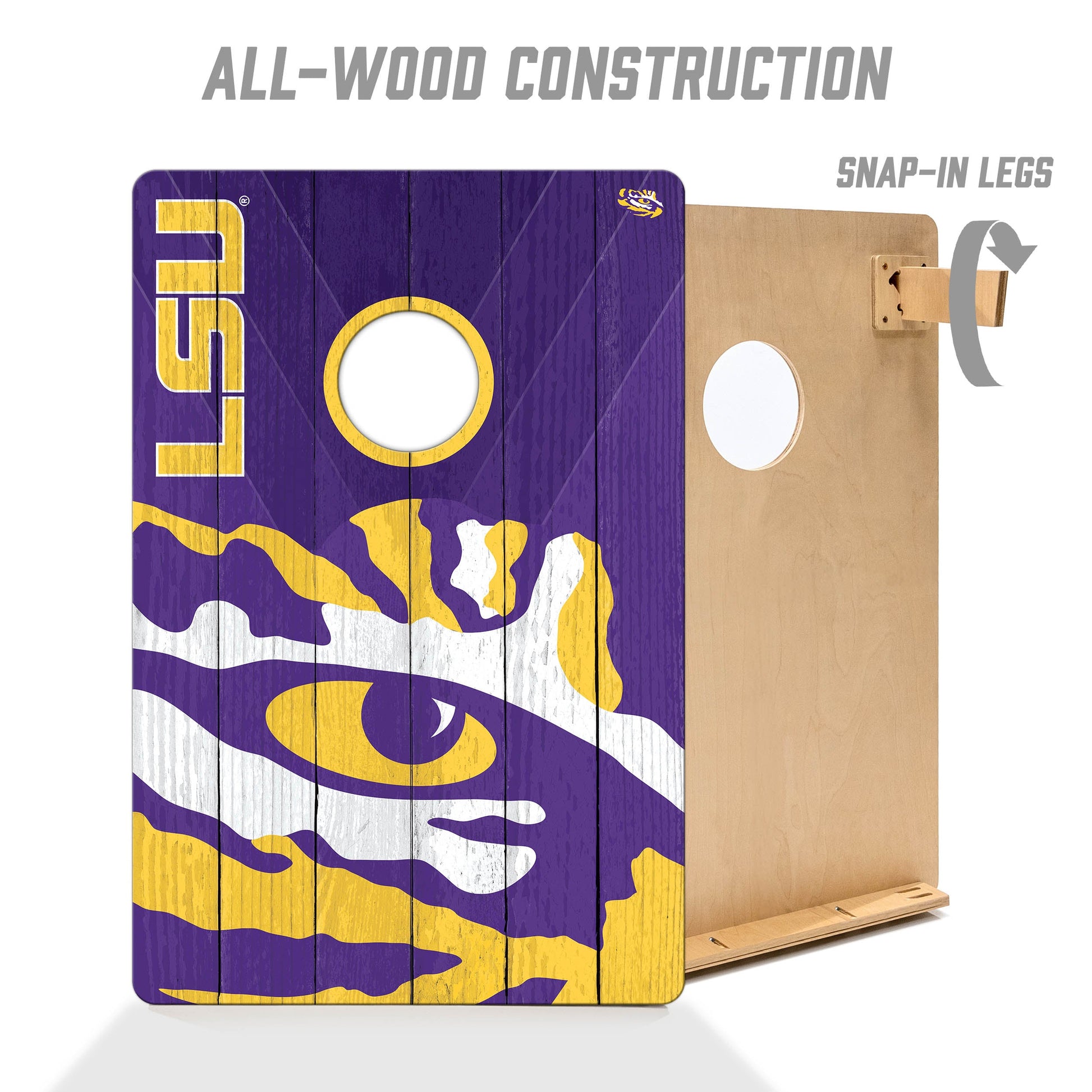 NCAA LSU Tigers 2' X 3' All-Wood Cornhole Set - Alt 2