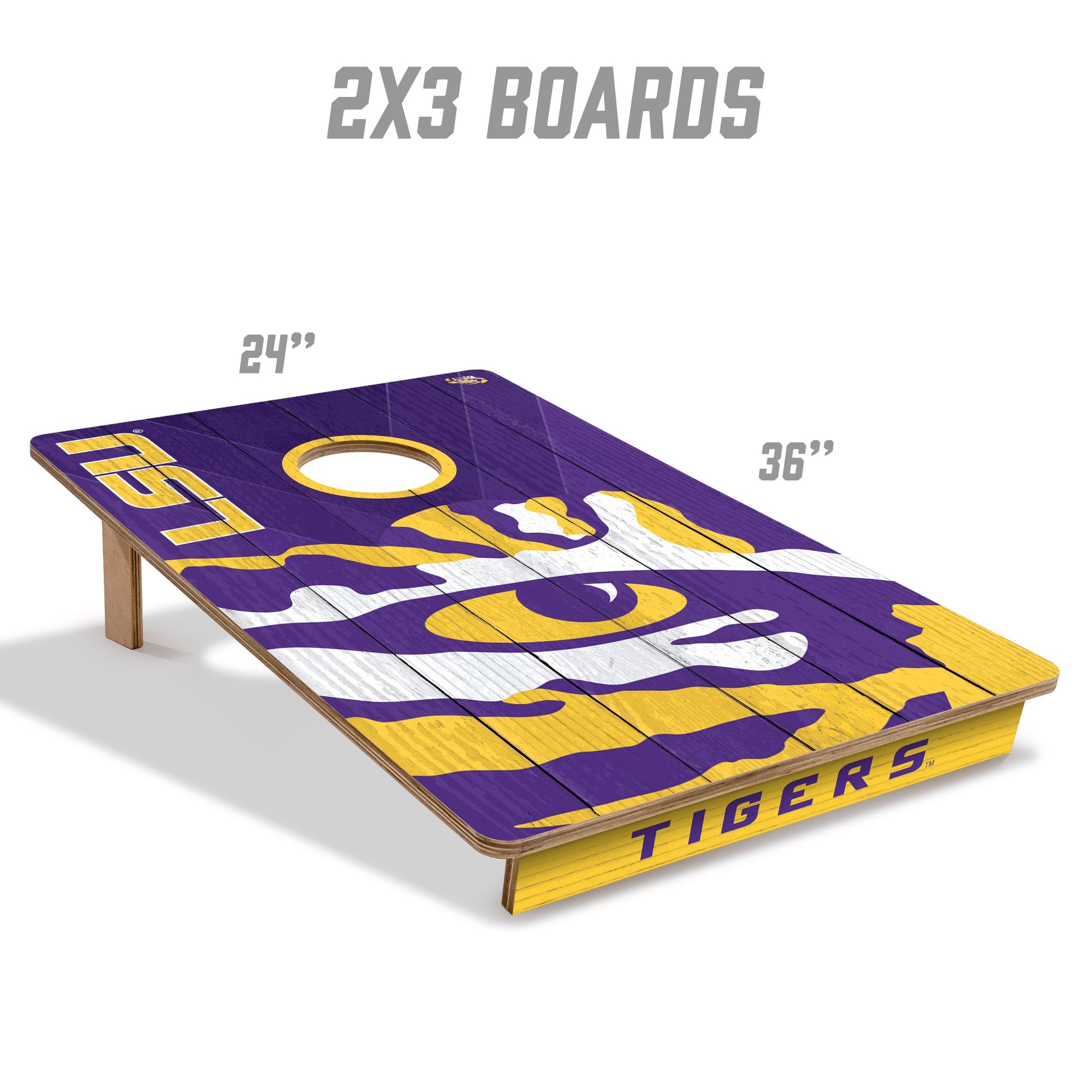 NCAA LSU Tigers 2' X 3' All-Wood Cornhole Set - Alt 4