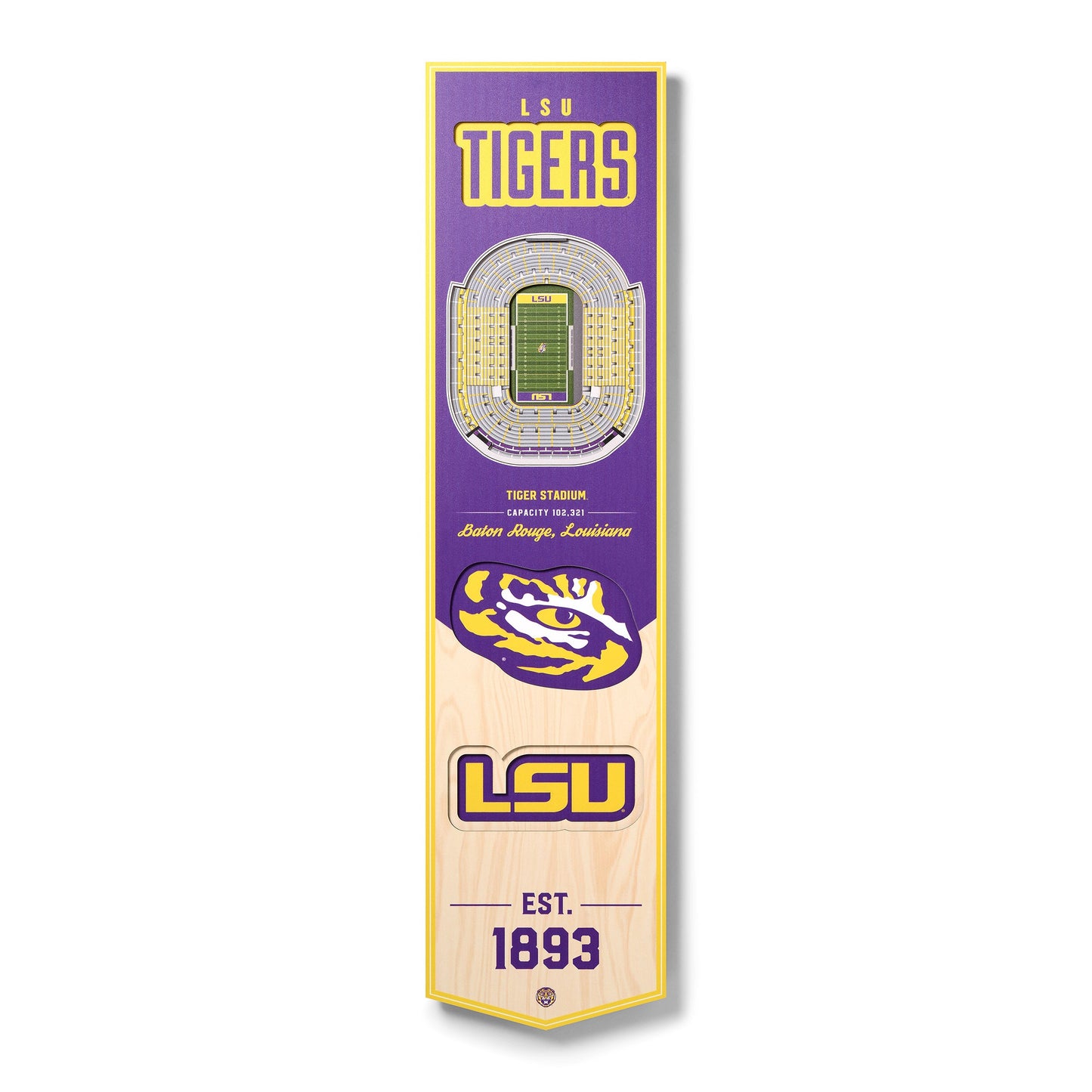 NCAA LSU Tigers 3D Stadium Banner 8' X 32'