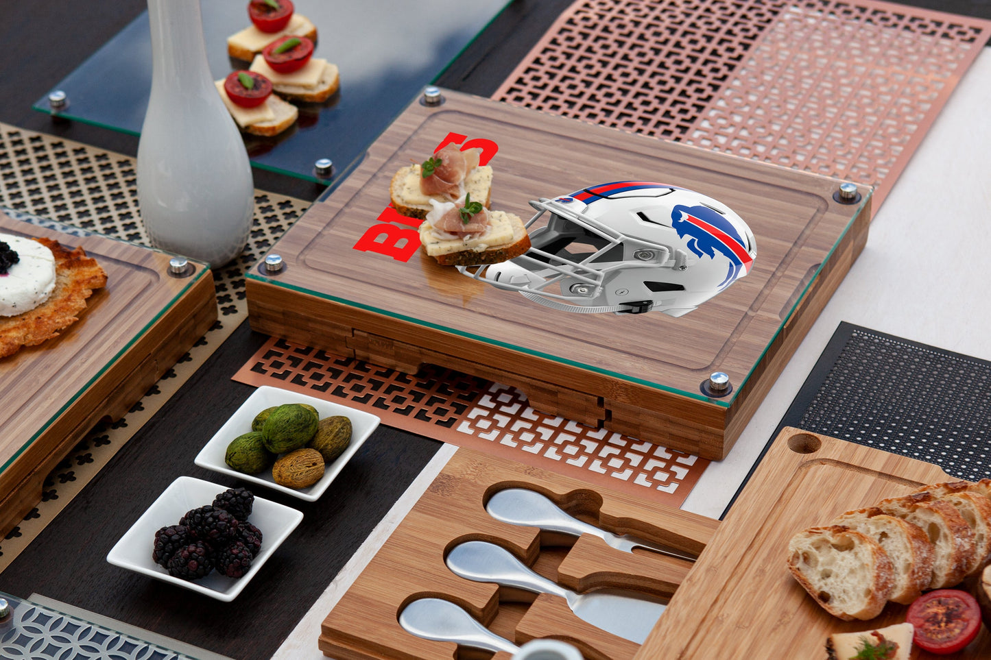 Buffalo Bills - Concerto Glass Top Cheese Cutting Board & Tools Set
