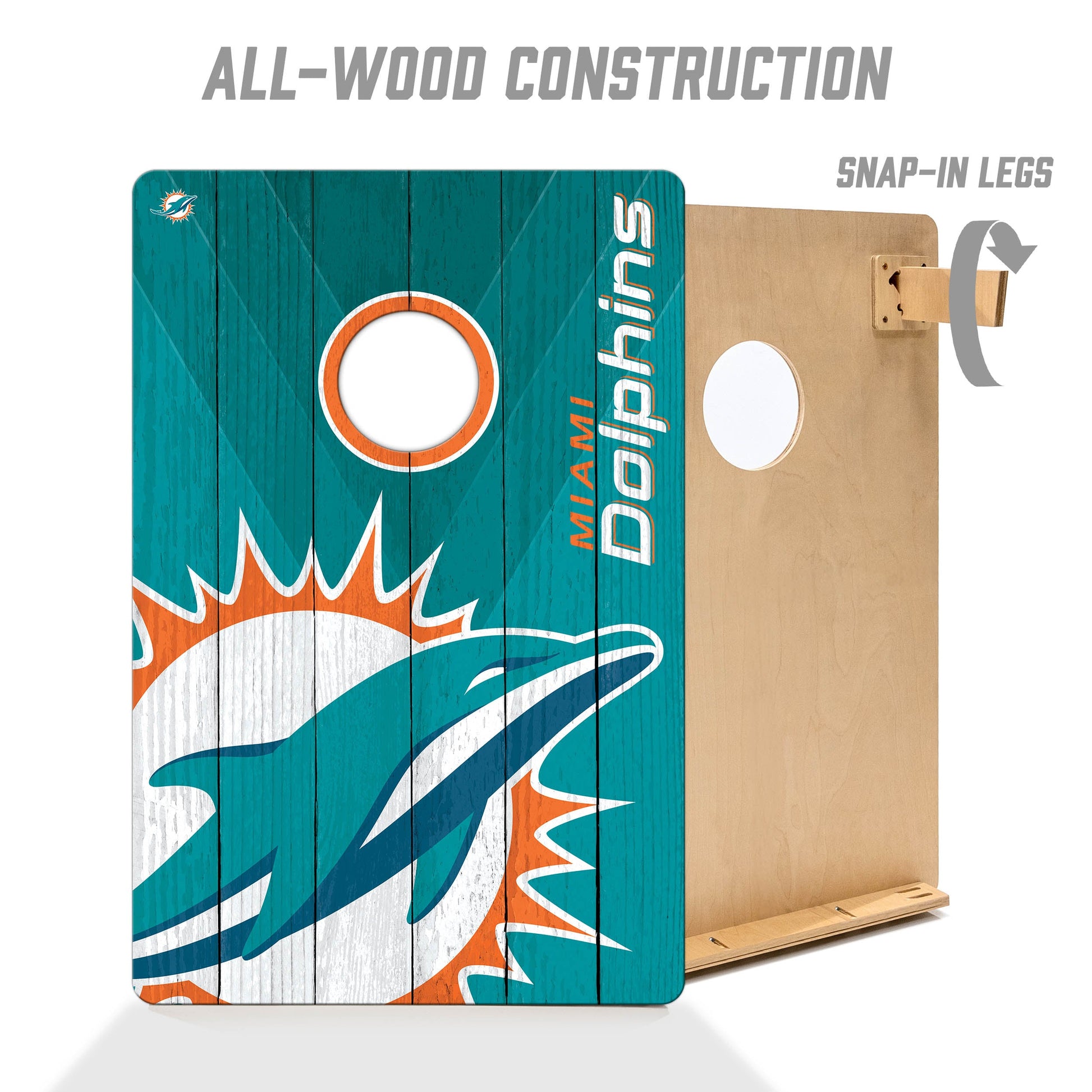 NFL Miami Dolphins 2' X 3' All-Wood Cornhole Set - Alt 2