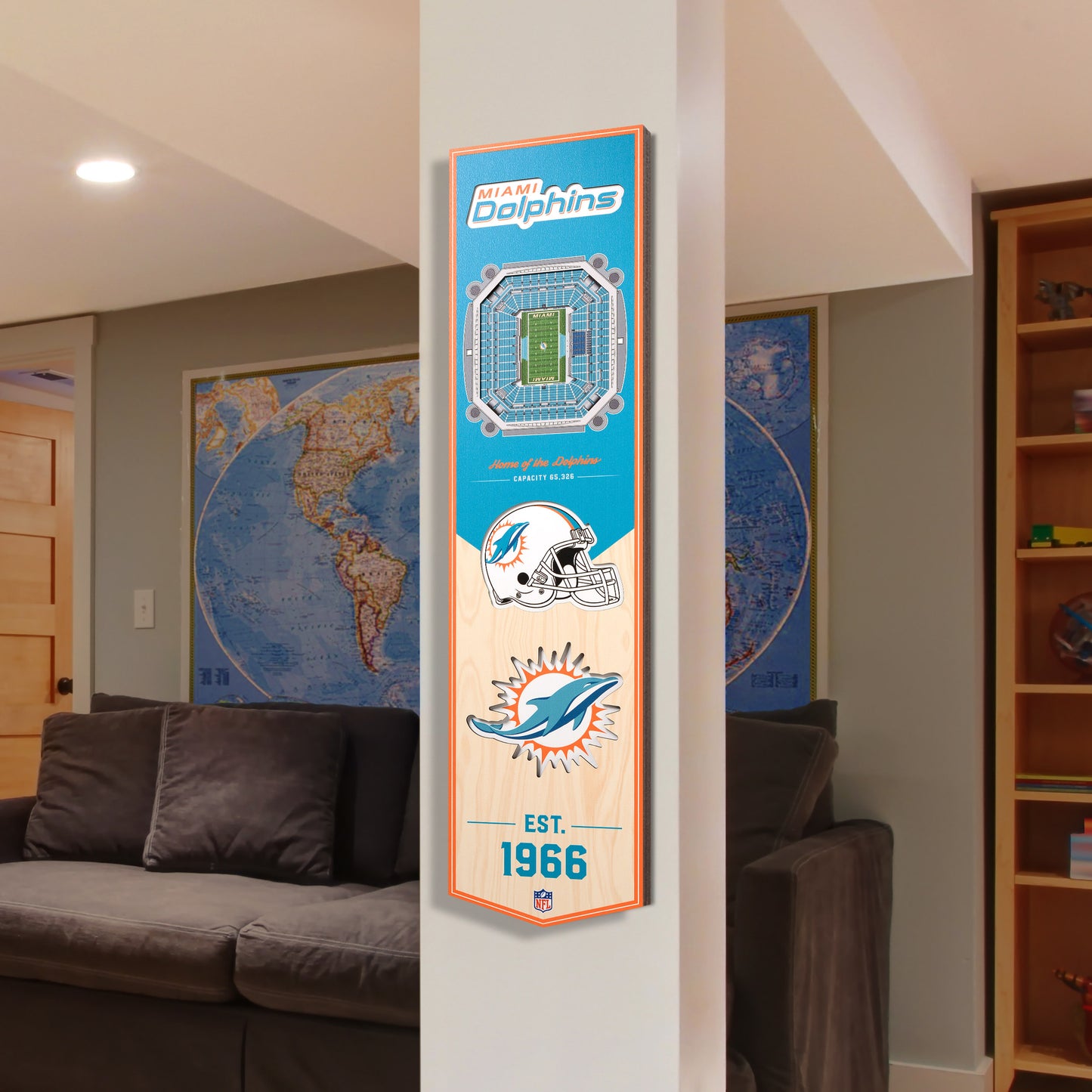 NFL Miami Dolphins 3D Stadium Banner 8' X 32'