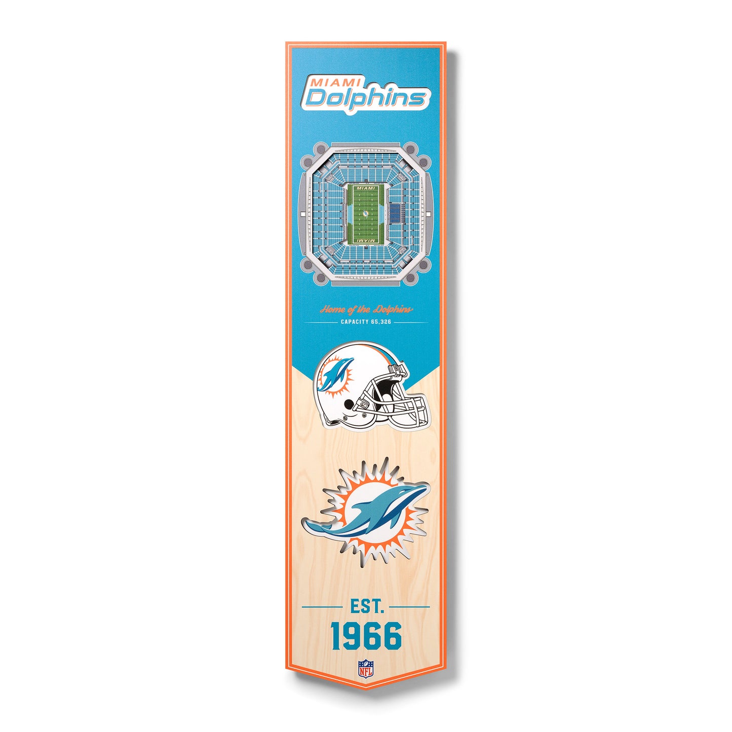 NFL Miami Dolphins 3D Stadium Banner 8' X 32'