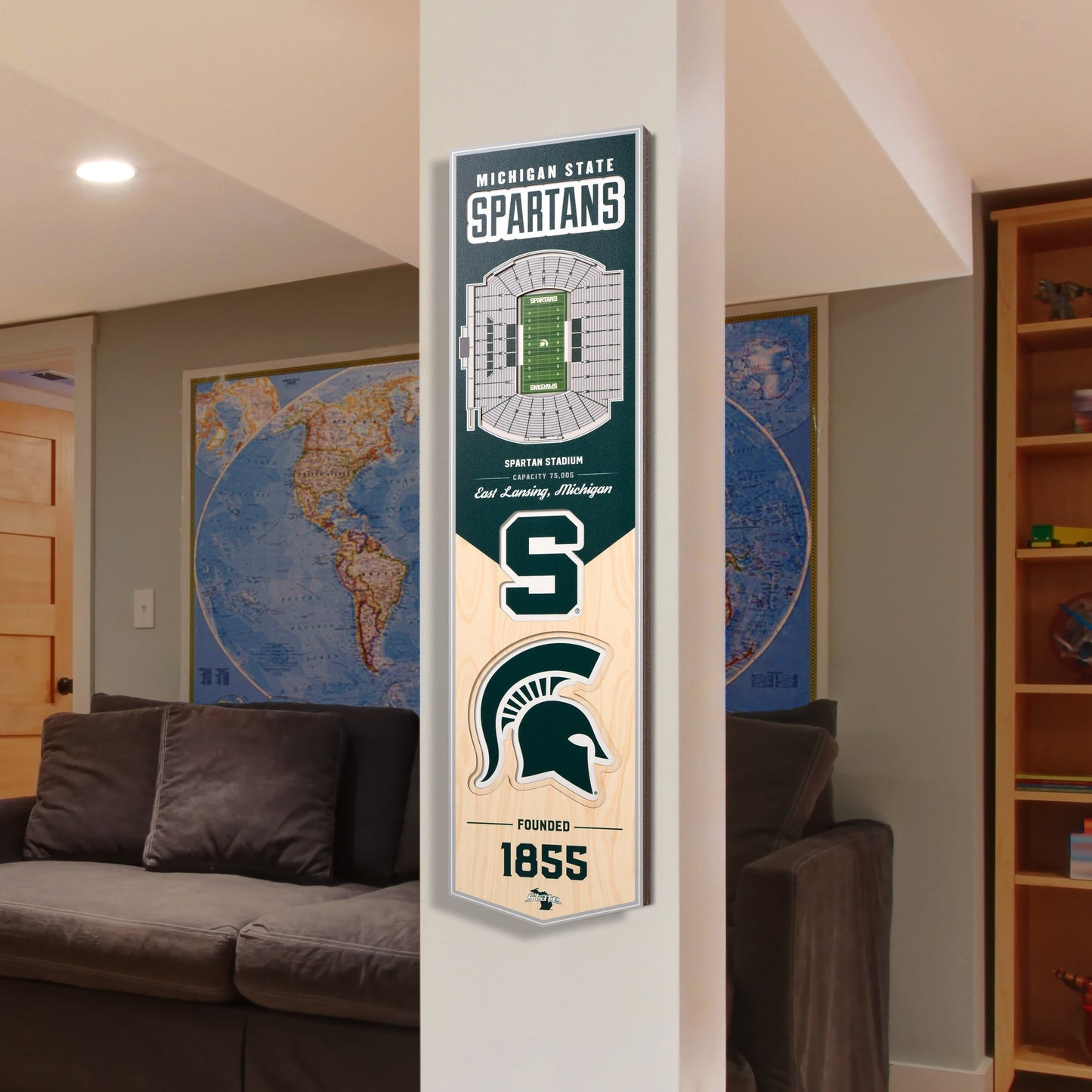 NCAA Michigan State Spartans FB 3D Stadium Banner 8' X 32'