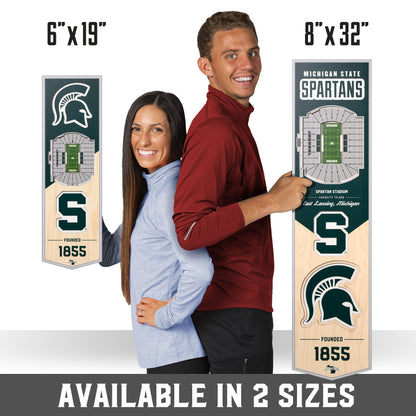 NCAA Michigan State Spartans FB 3D Stadium Banner 8' X 32'