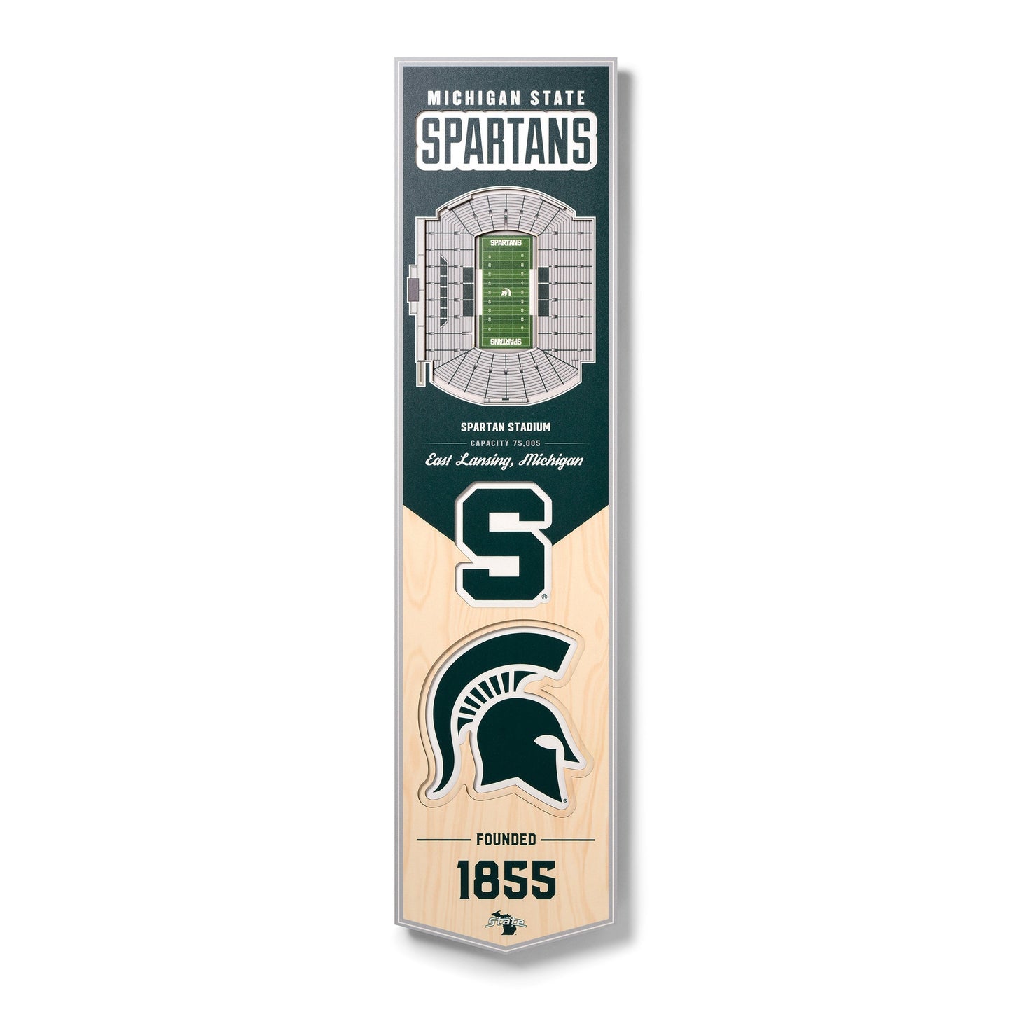 NCAA Michigan State Spartans FB 3D Stadium Banner 8' X 32'