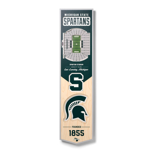 NCAA Michigan State Spartans FB 3D Stadium Banner 8' X 32'