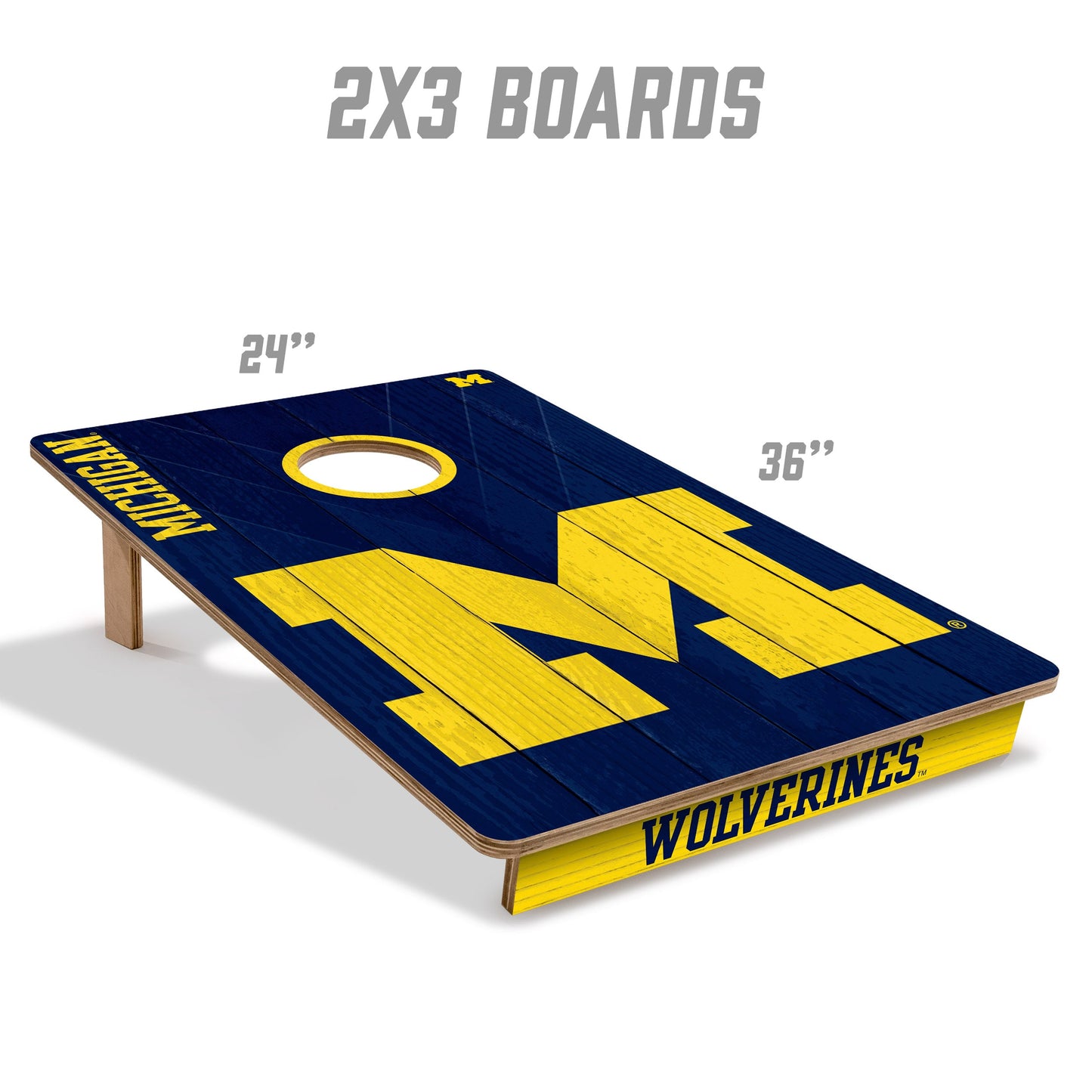 NCAA Michigan Wolverines 2' X 3' All-Wood Cornhole Set - Alt 4